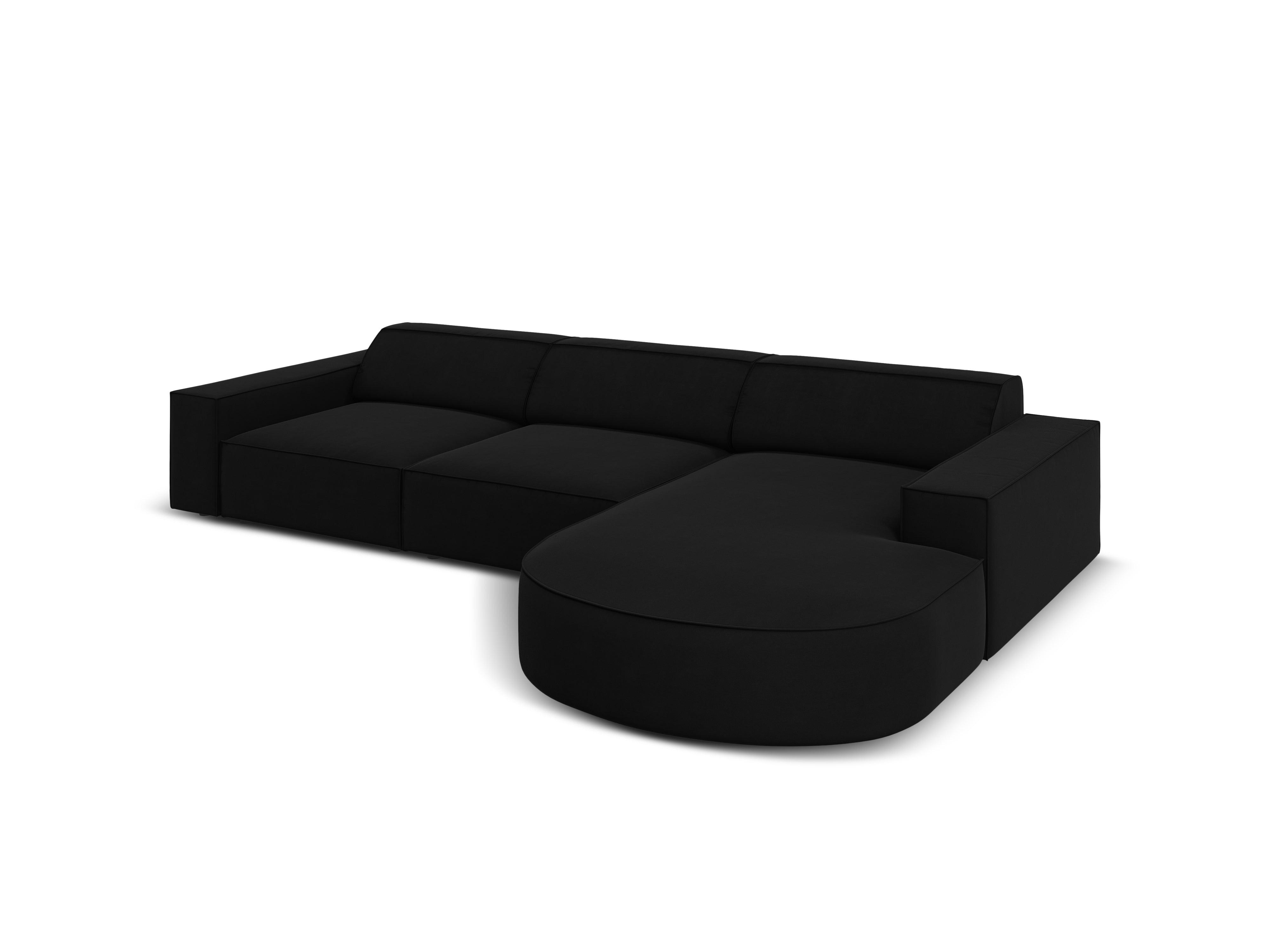 Narożnik aksamitny prawostronny 4-osobowy okrągły JODIE czarny Micadoni    Eye on Design