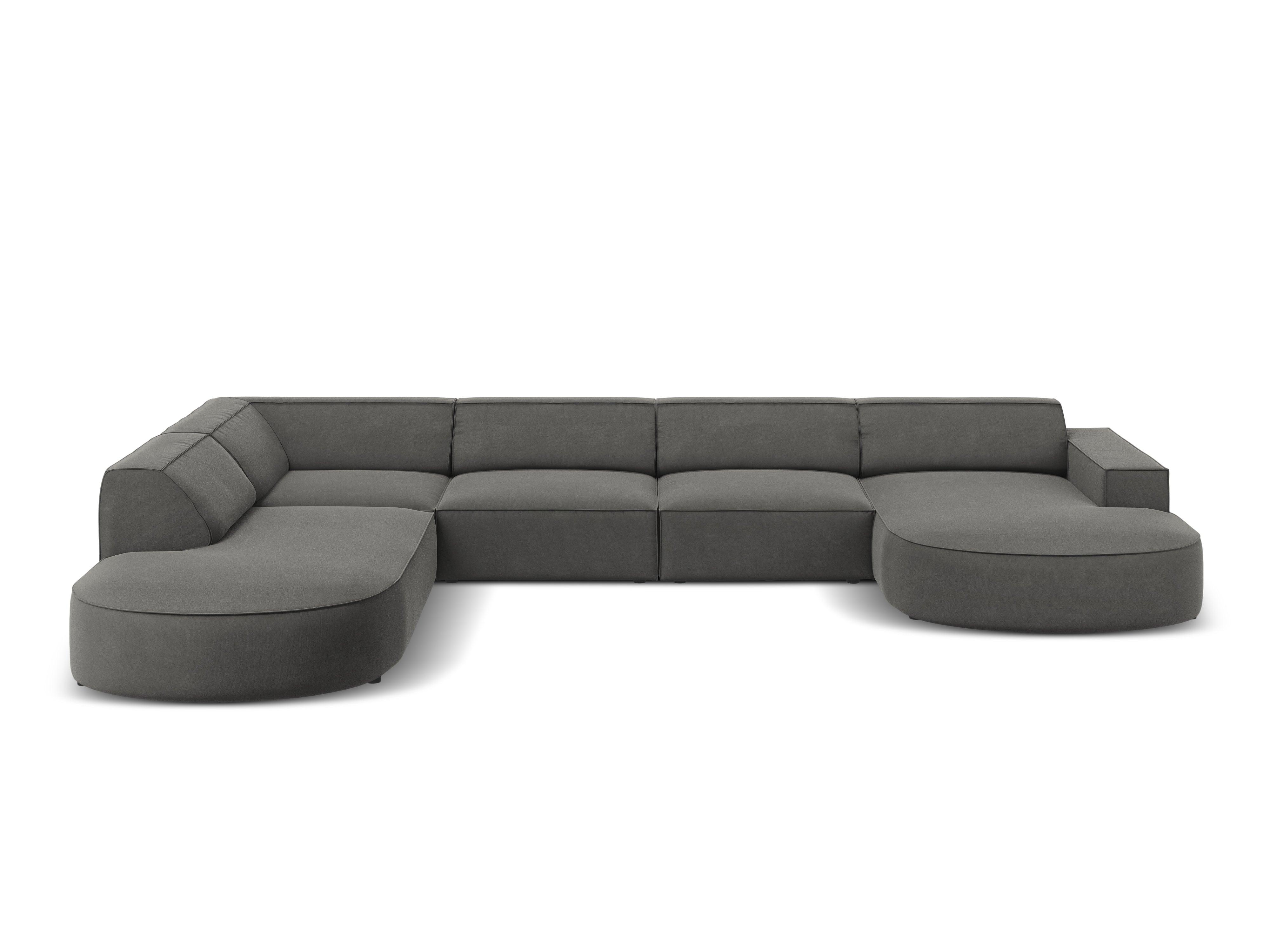 Sofa panoramiczna aksamitna lewostronna okrągła JODIE jasnoszary Micadoni    Eye on Design