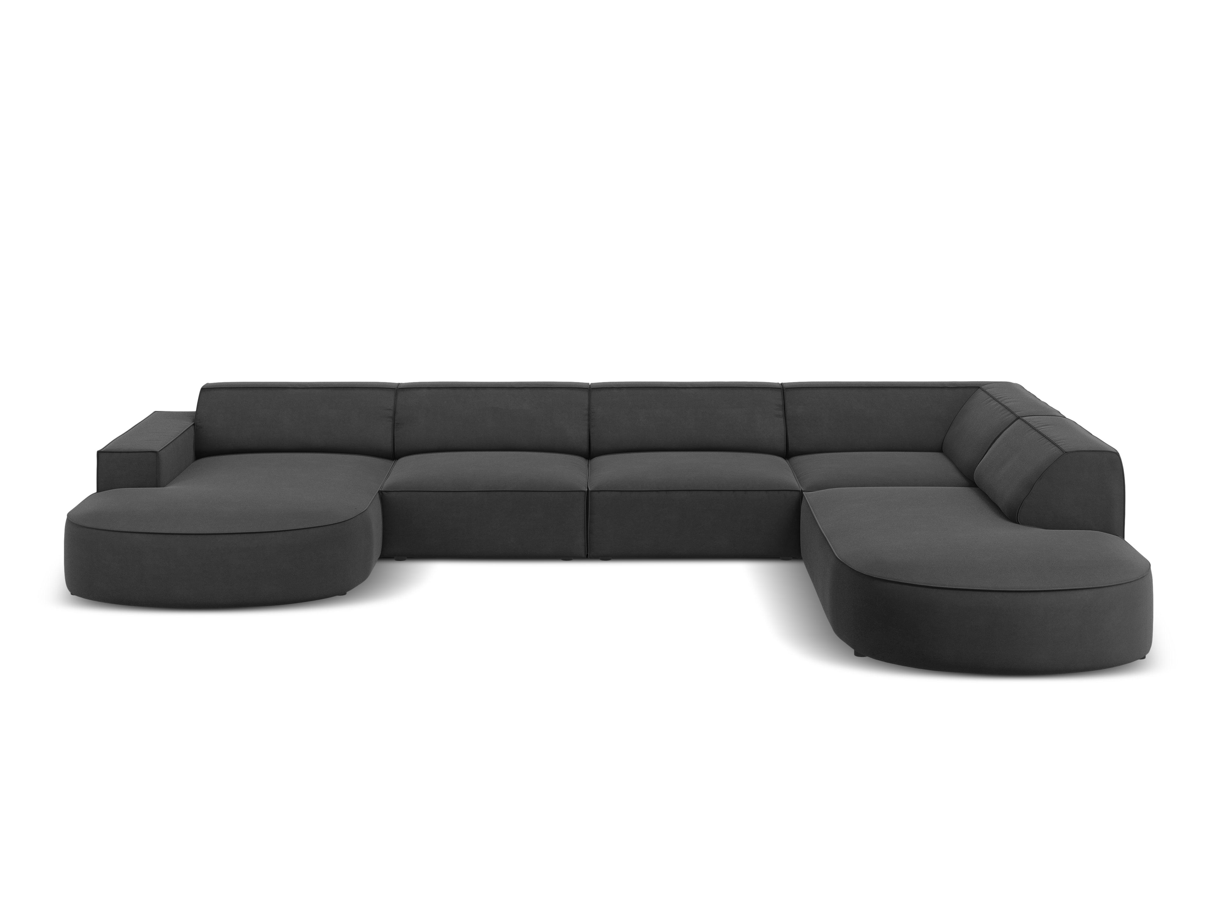 Sofa panoramiczna aksamitna prawostronna okrągła JODIE ciemnoszary Micadoni    Eye on Design