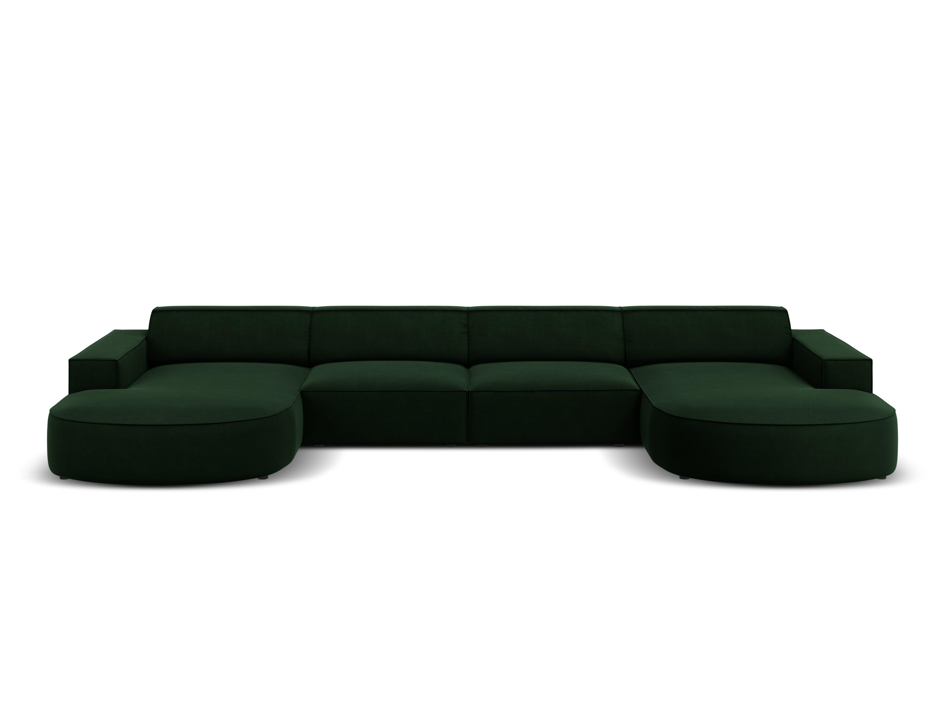 Sofa aksamitna panoramiczna okrągła JODIE butelkowa zieleń Micadoni    Eye on Design