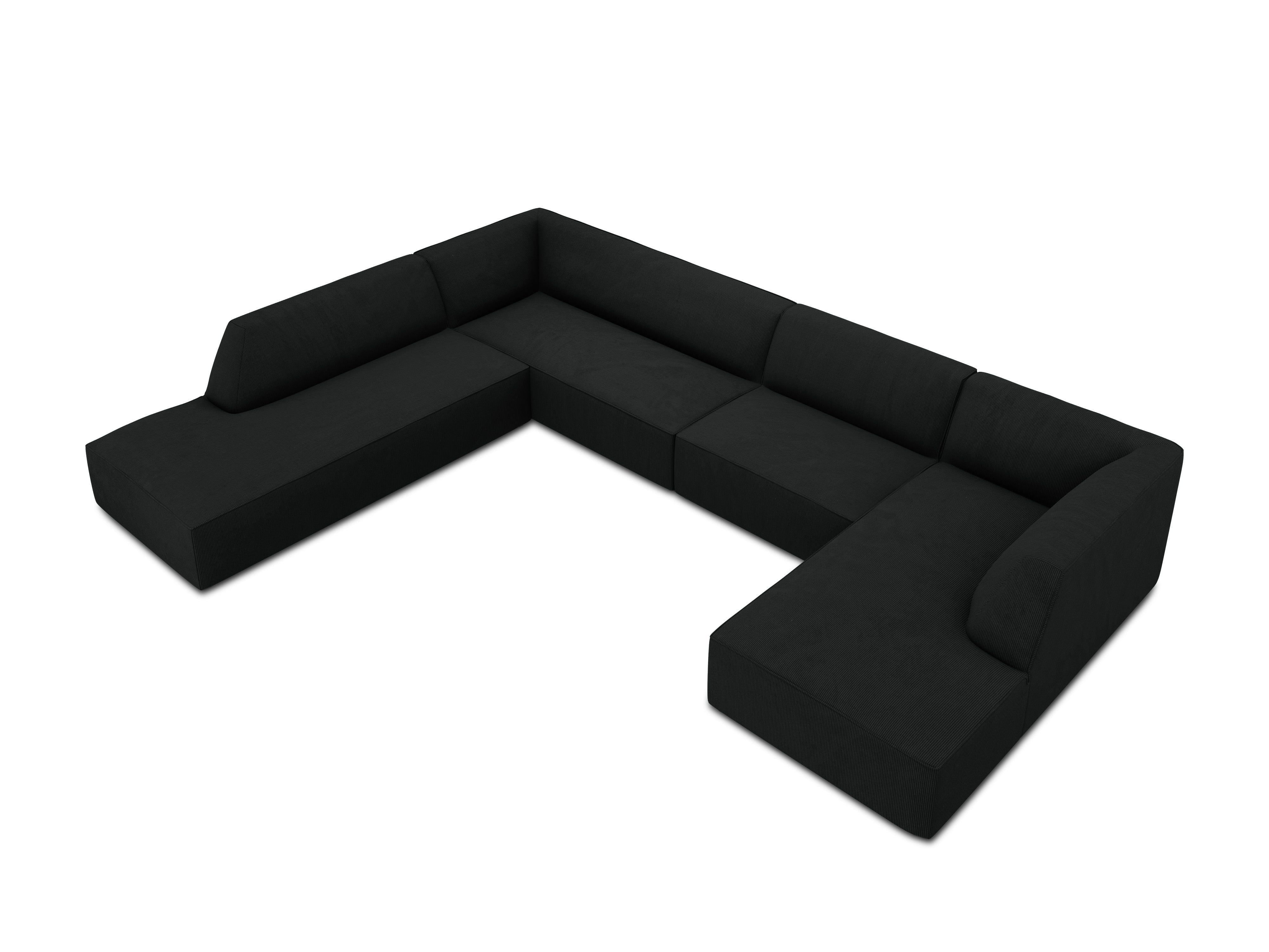 Narożnik w kształcie U sztruksowa lewostronny RUBY czarny Micadoni    Eye on Design