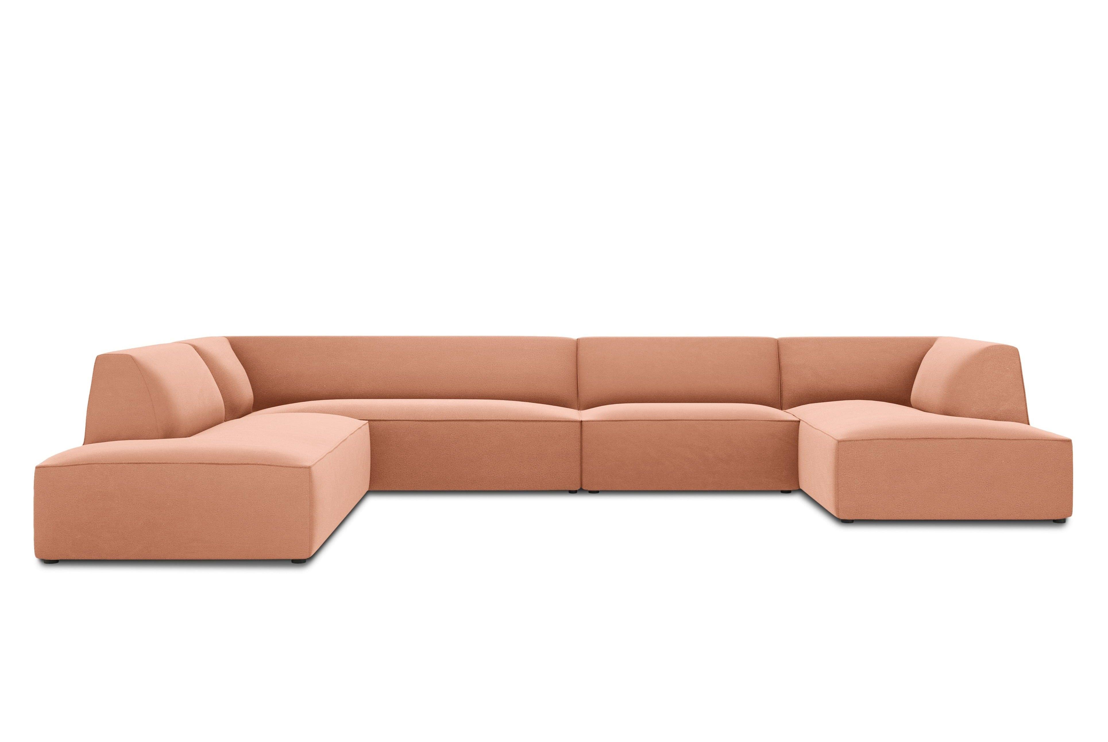 Narożnik w kształcie U aksamitny lewostronny RUBY łososiowy Micadoni    Eye on Design