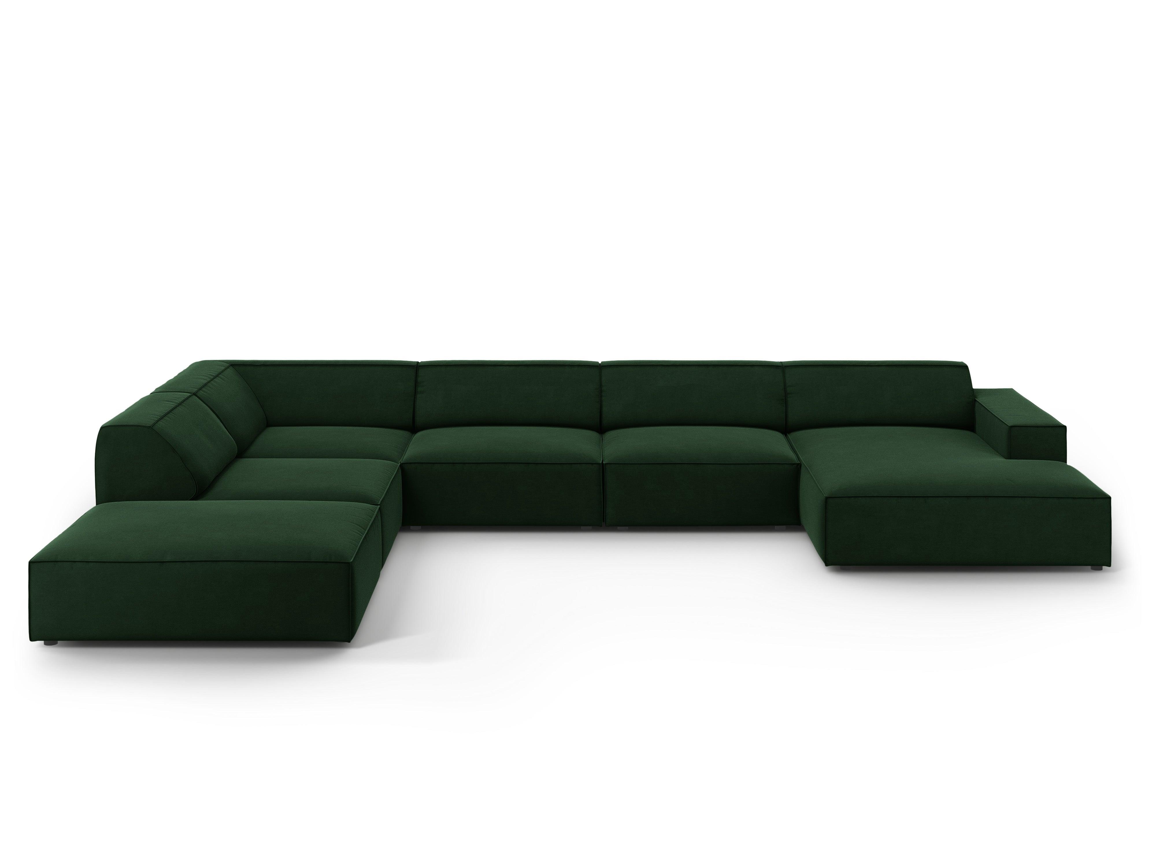 Sofa panoramiczna aksamitna lewostronna JODIE butelkowa zieleń Micadoni    Eye on Design