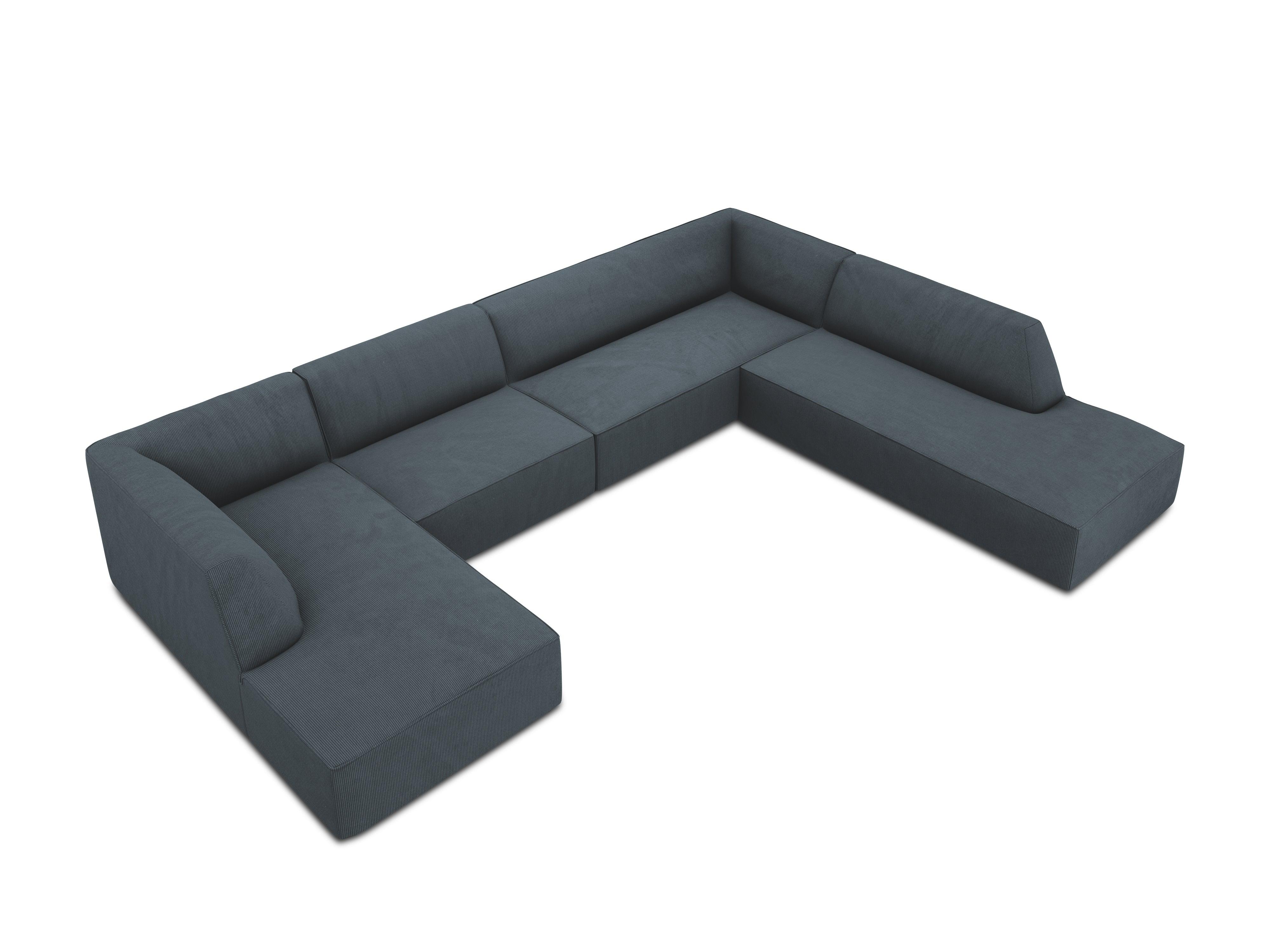 Narożnik w kształcie U sztruksowa prawostronny RUBY niebieski Micadoni    Eye on Design