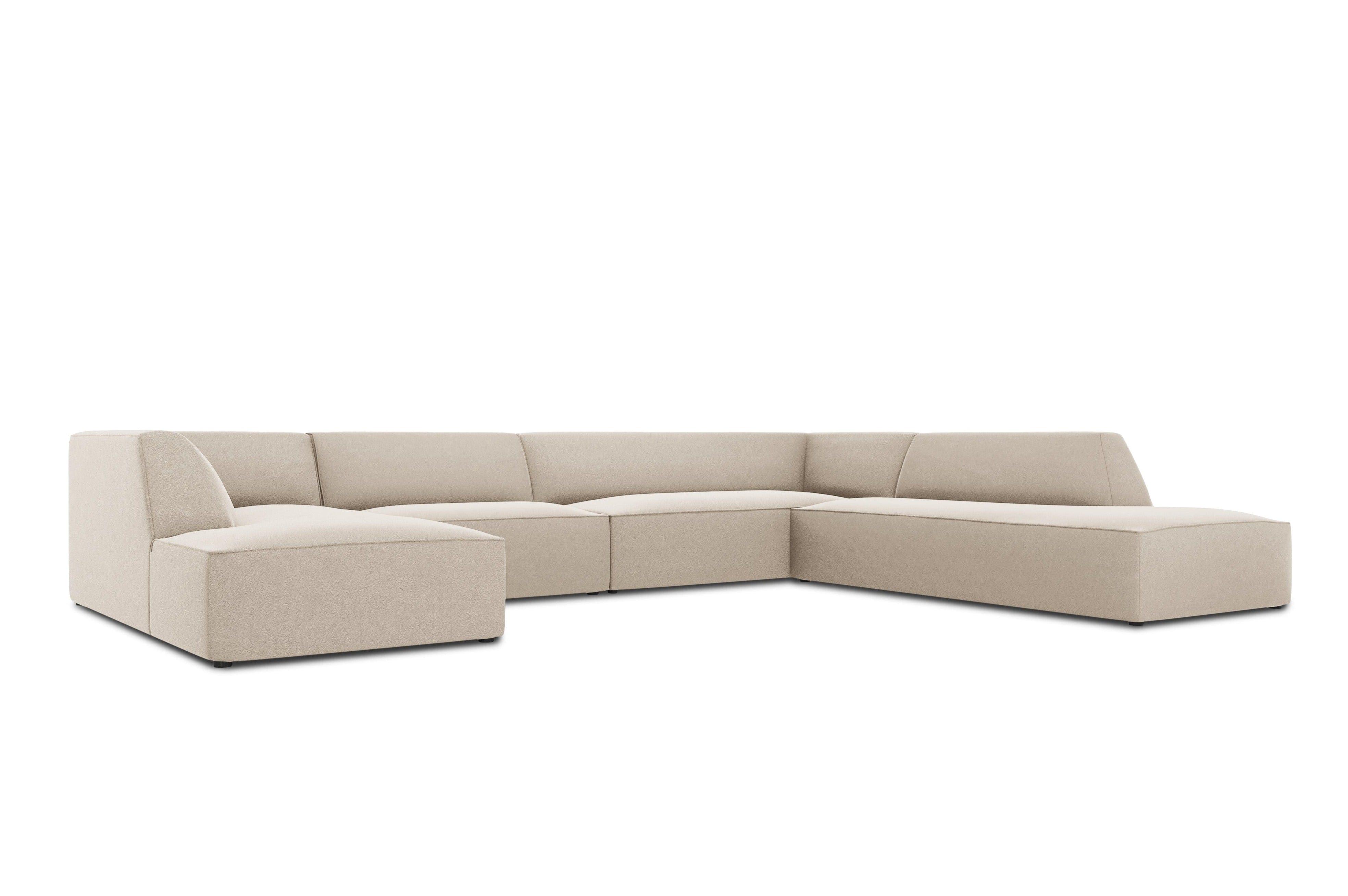 Narożnik w kształcie U aksamitny prawostronny RUBY beżowy Micadoni    Eye on Design