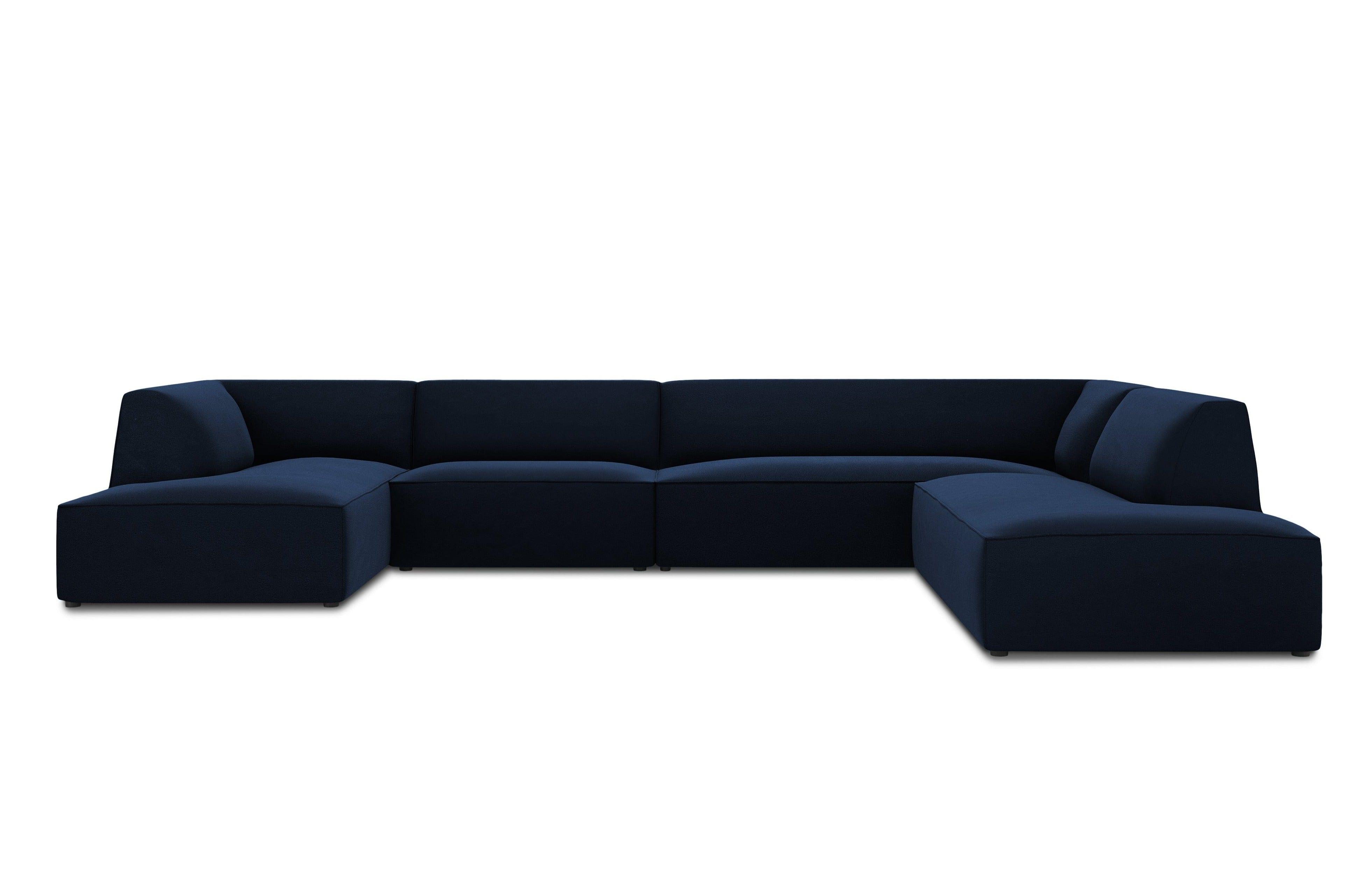 Narożnik w kształcie U aksamitny prawostronny RUBY granat królewski Micadoni    Eye on Design