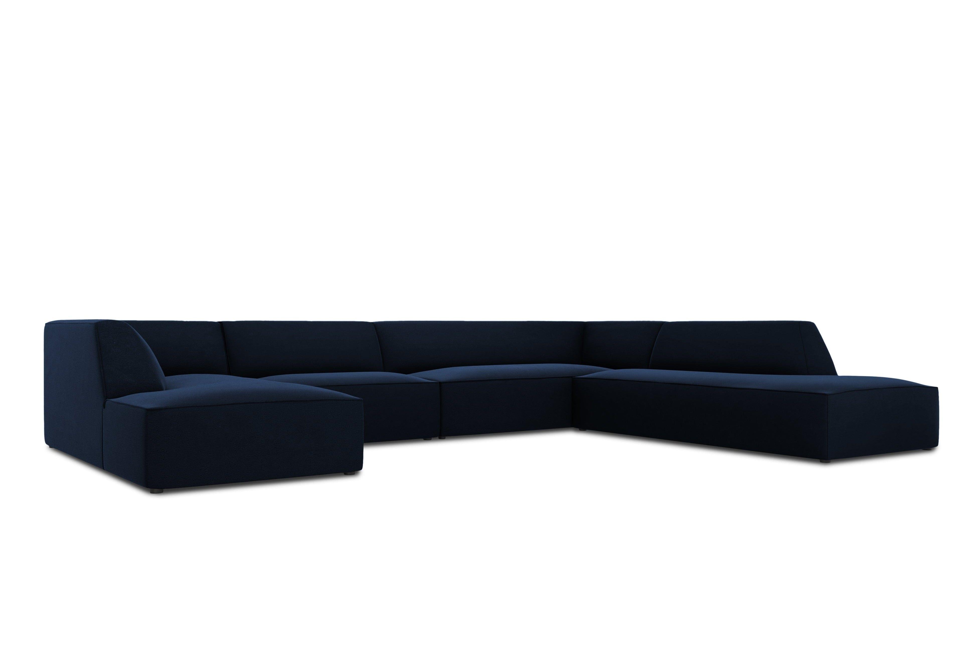 Narożnik w kształcie U aksamitny prawostronny RUBY granat królewski Micadoni    Eye on Design