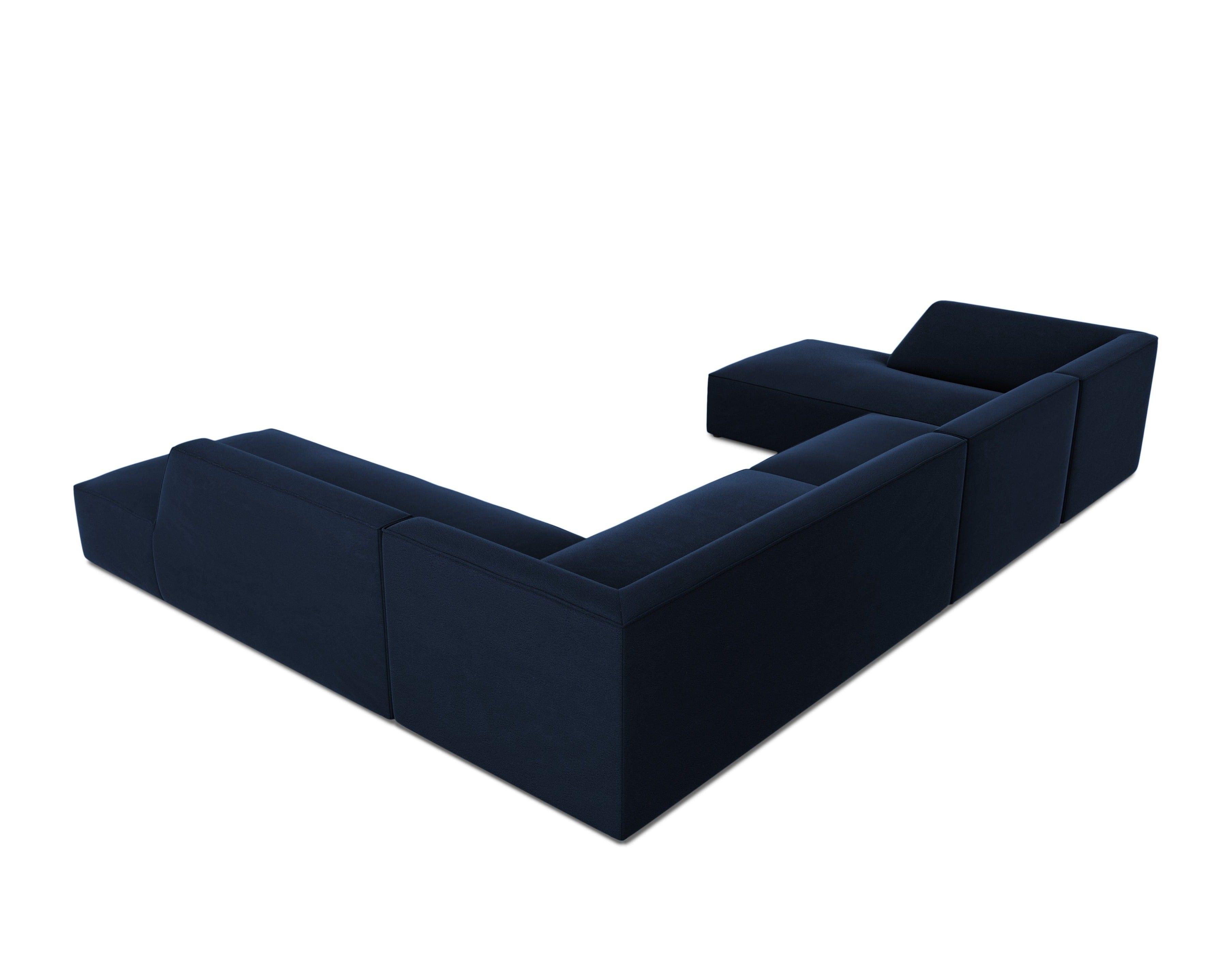 Narożnik w kształcie U aksamitny prawostronny RUBY granat królewski Micadoni    Eye on Design