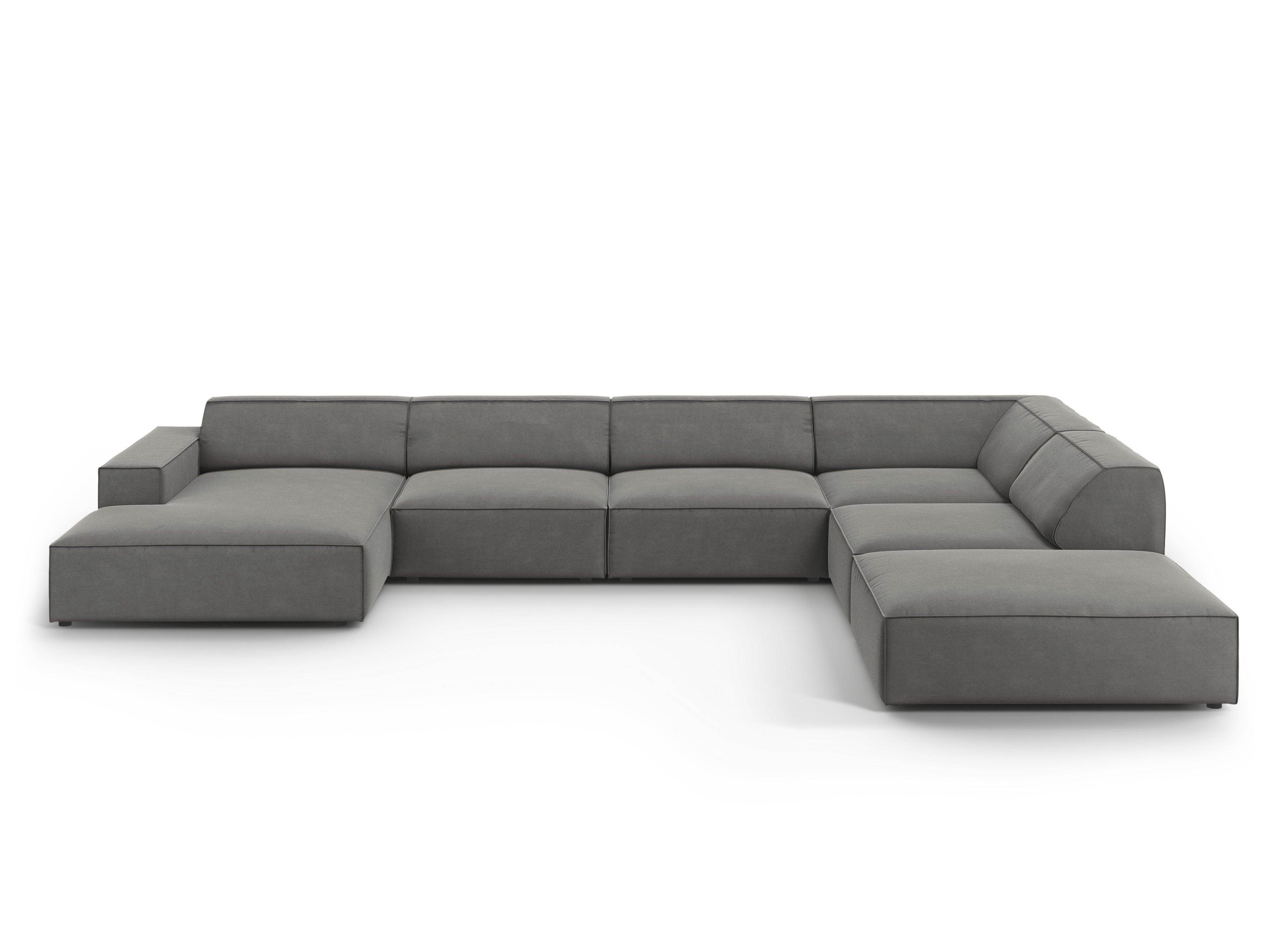 Sofa panoramiczna aksamitna prawostronna JODIE jasnoszary Micadoni    Eye on Design