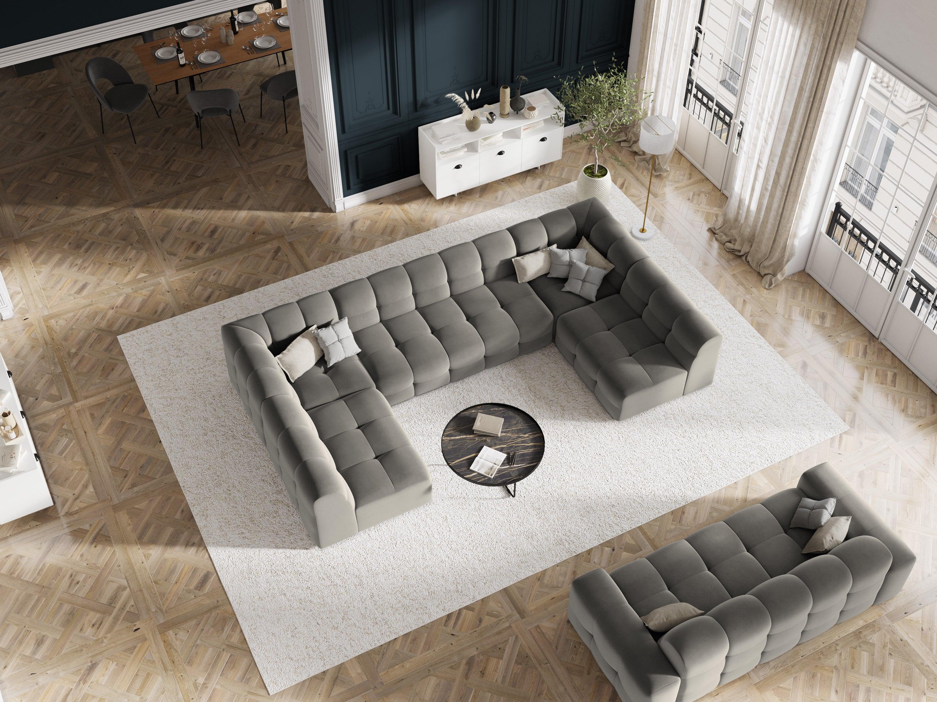 Narożnik aksamitny w kształcie U KENDAL szary Micadoni    Eye on Design