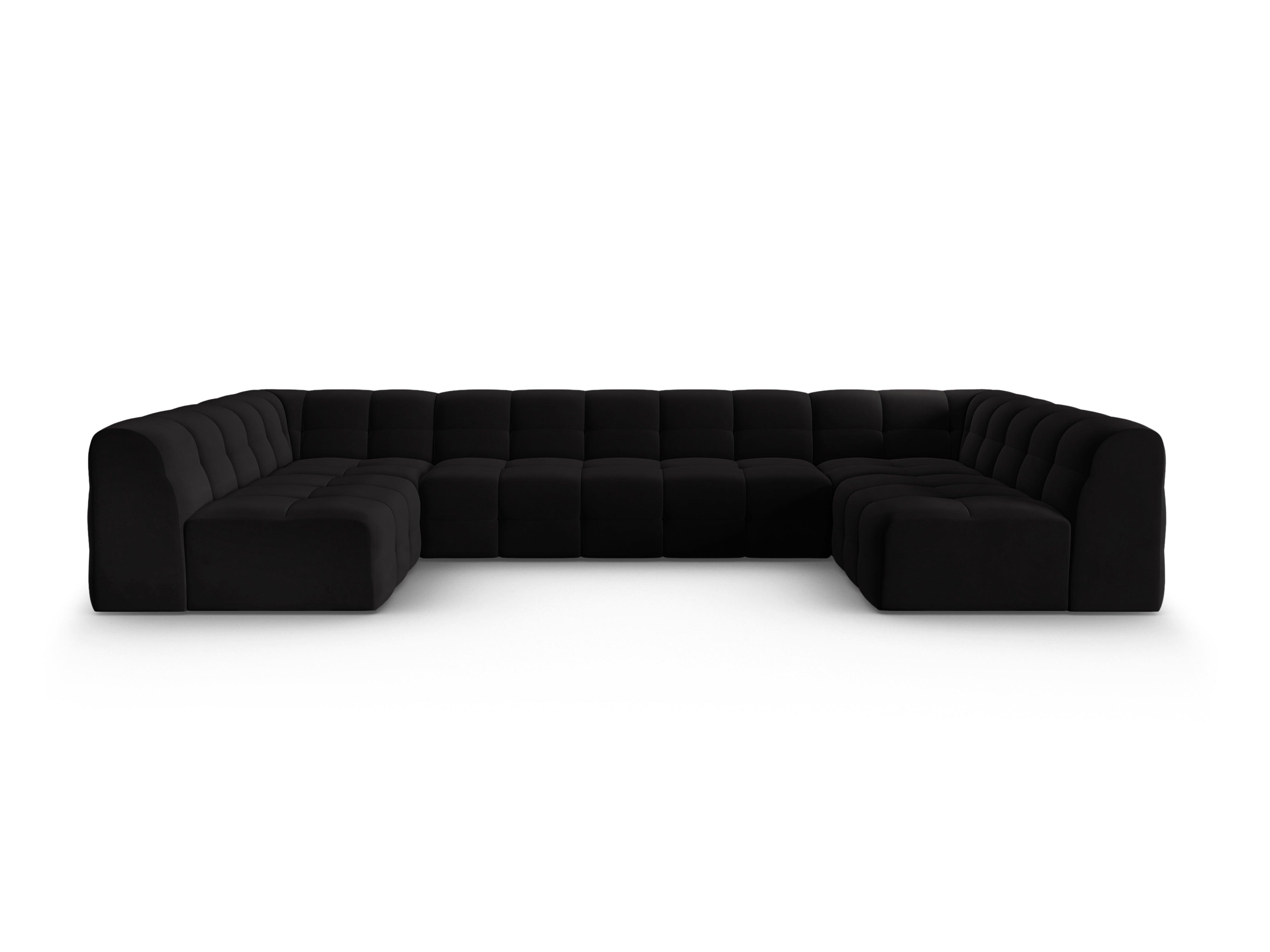 Narożnik aksamitny w kształcie U KENDAL czarny Micadoni    Eye on Design