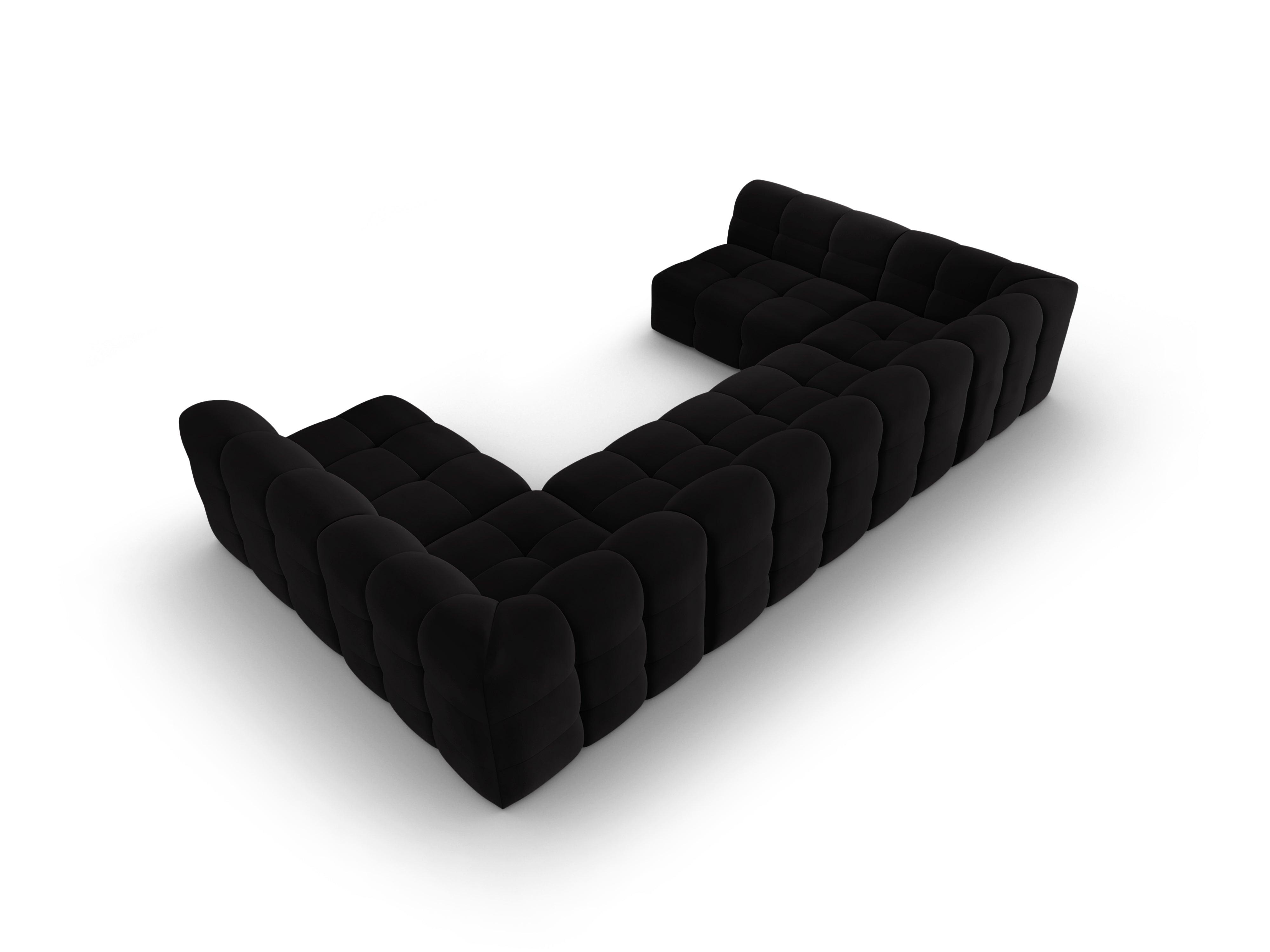 Narożnik aksamitny w kształcie U KENDAL czarny Micadoni    Eye on Design