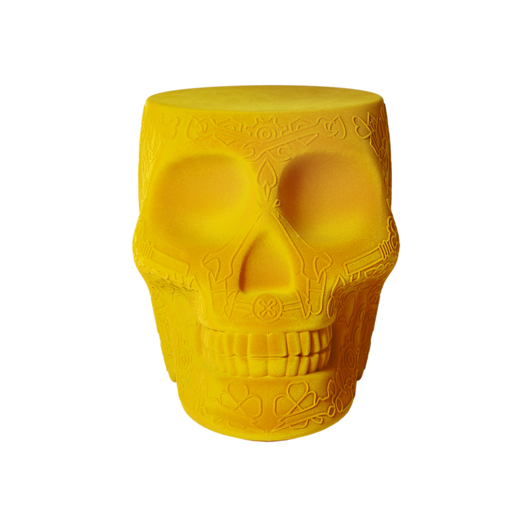 Stołek i stolik boczny MEXICO VELVET żółty BRAK U PRODUCENTA Qeeboo    Eye on Design