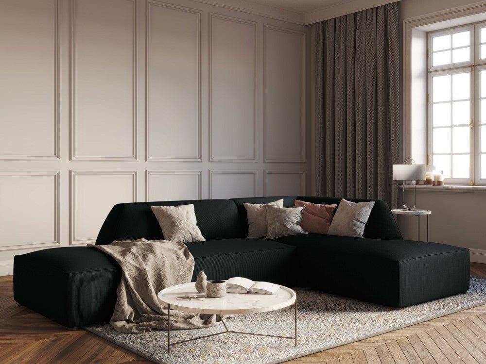 Sofa narożna sztruksowa prawostronny RUBY czarny Micadoni    Eye on Design