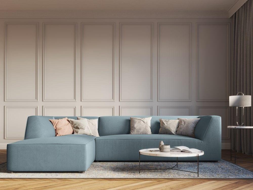 Narożnik sztruksowy 4-osobowy prawostronny RUBY jasnoniebieski Micadoni    Eye on Design