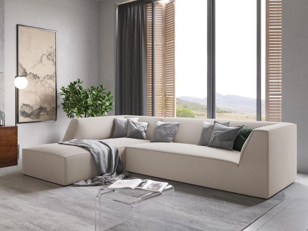 Narożnik aksamitny 4-osobowy lewostronny RUBY beżowy Micadoni    Eye on Design