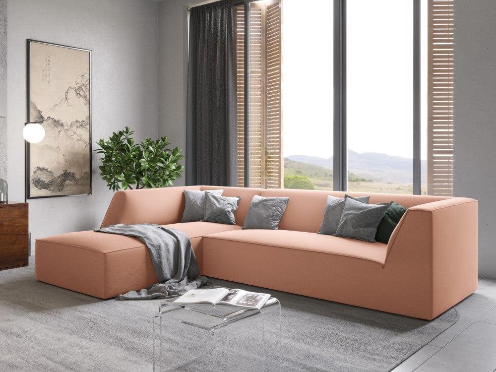 Narożnik aksamitny 4-osobowy lewostronny RUBY łososiowy Micadoni    Eye on Design