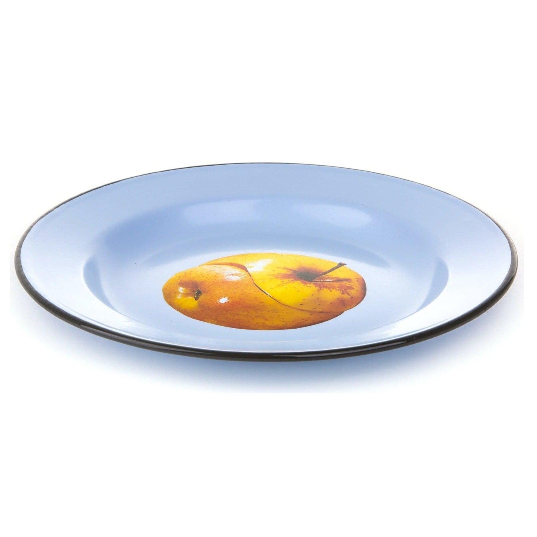 APPLE blue enamel plate - Eye on Design