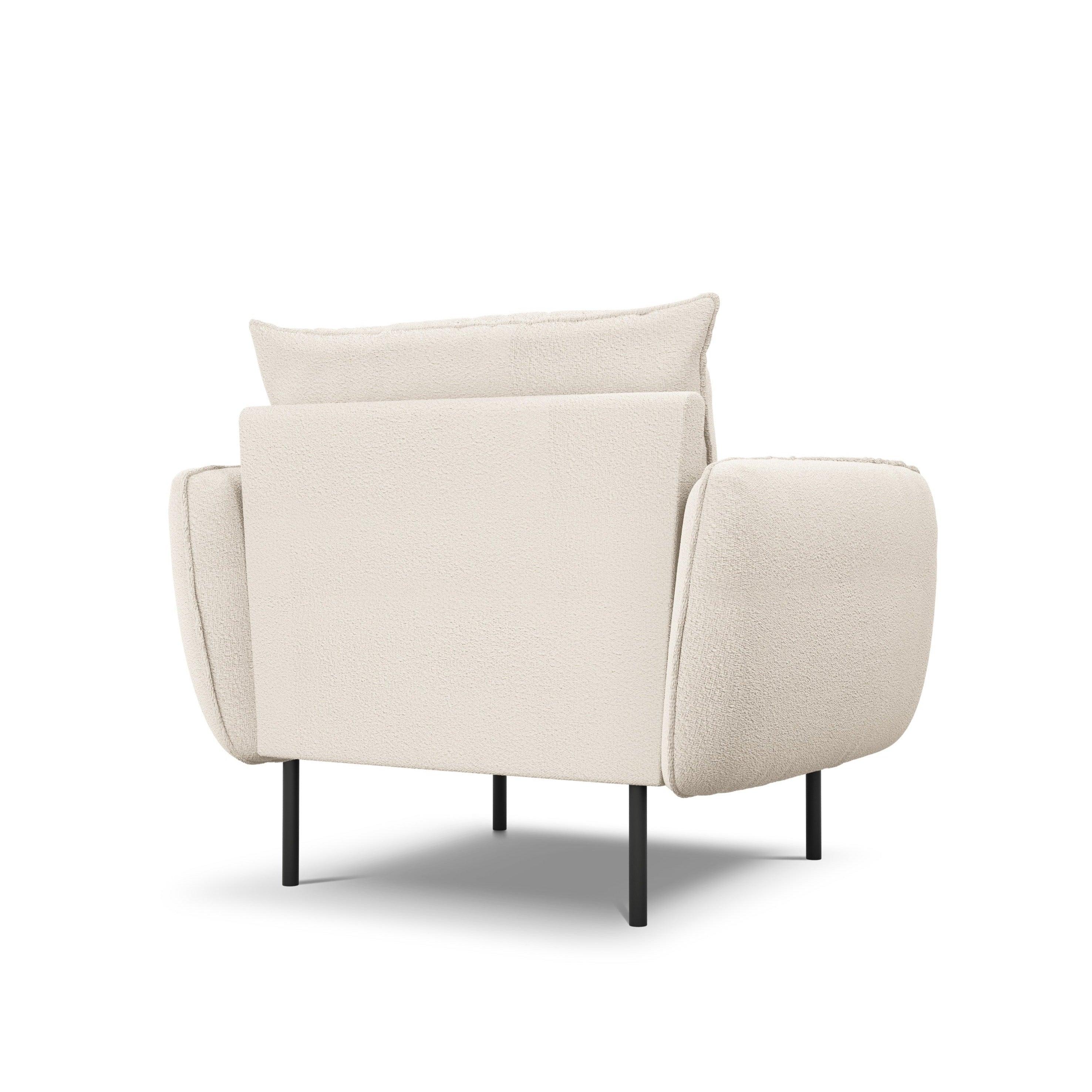 Armchair in boucle fabric VIENNA beige with black base - Eye on Design