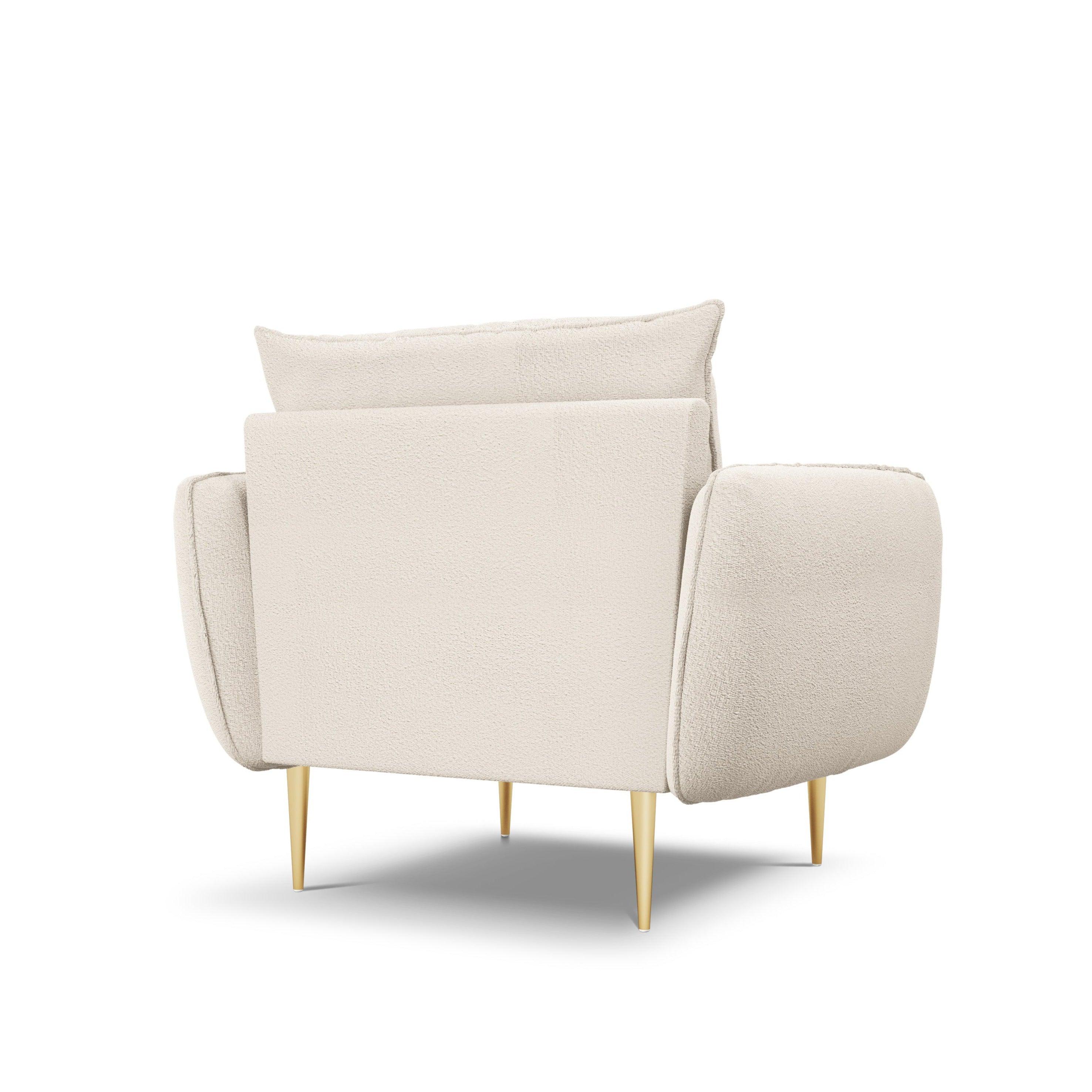 Armchair in boucle fabric VIENNA beige with gold base - Eye on Design