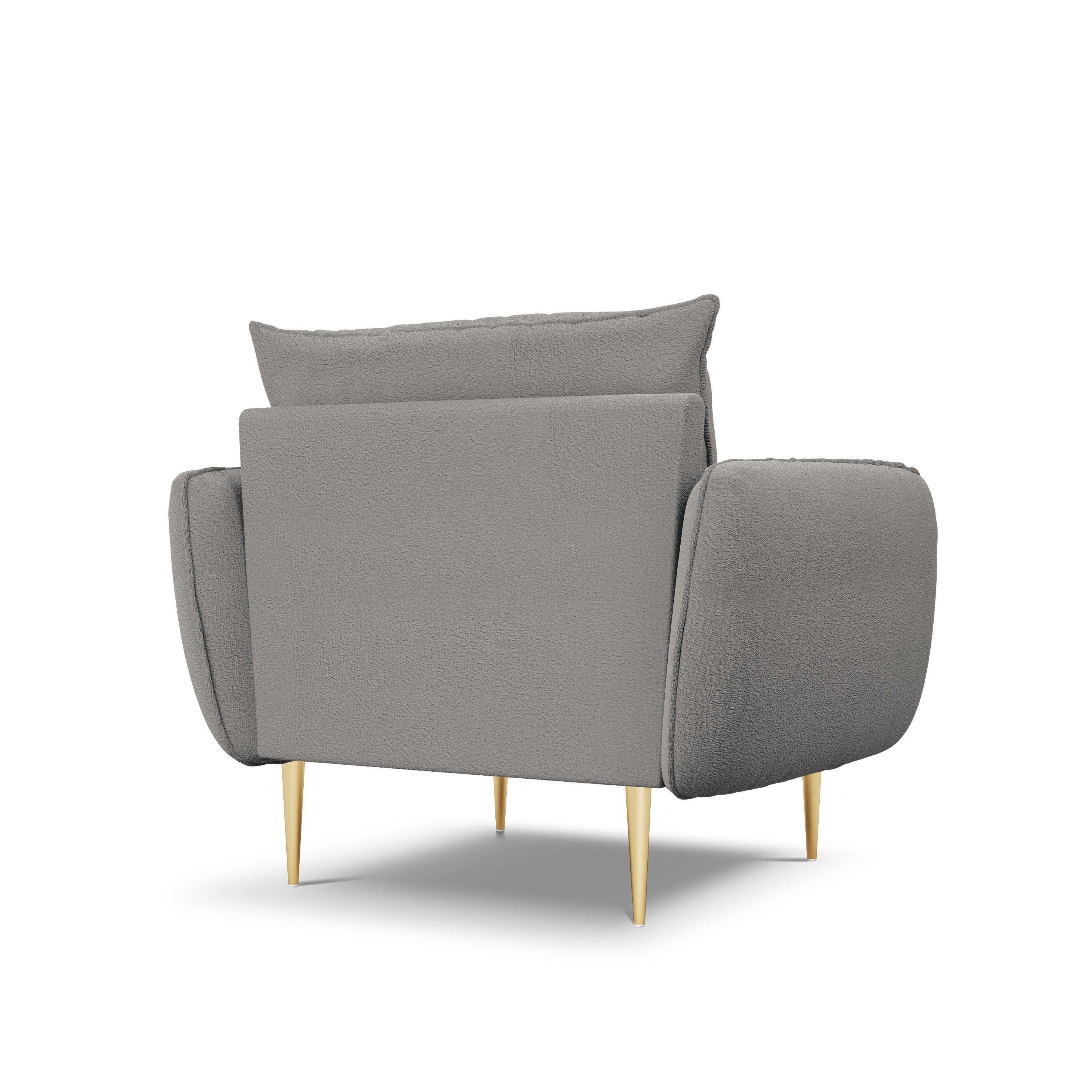 Armchair in boucle fabric VIENNA grey with gold base - Eye on Design