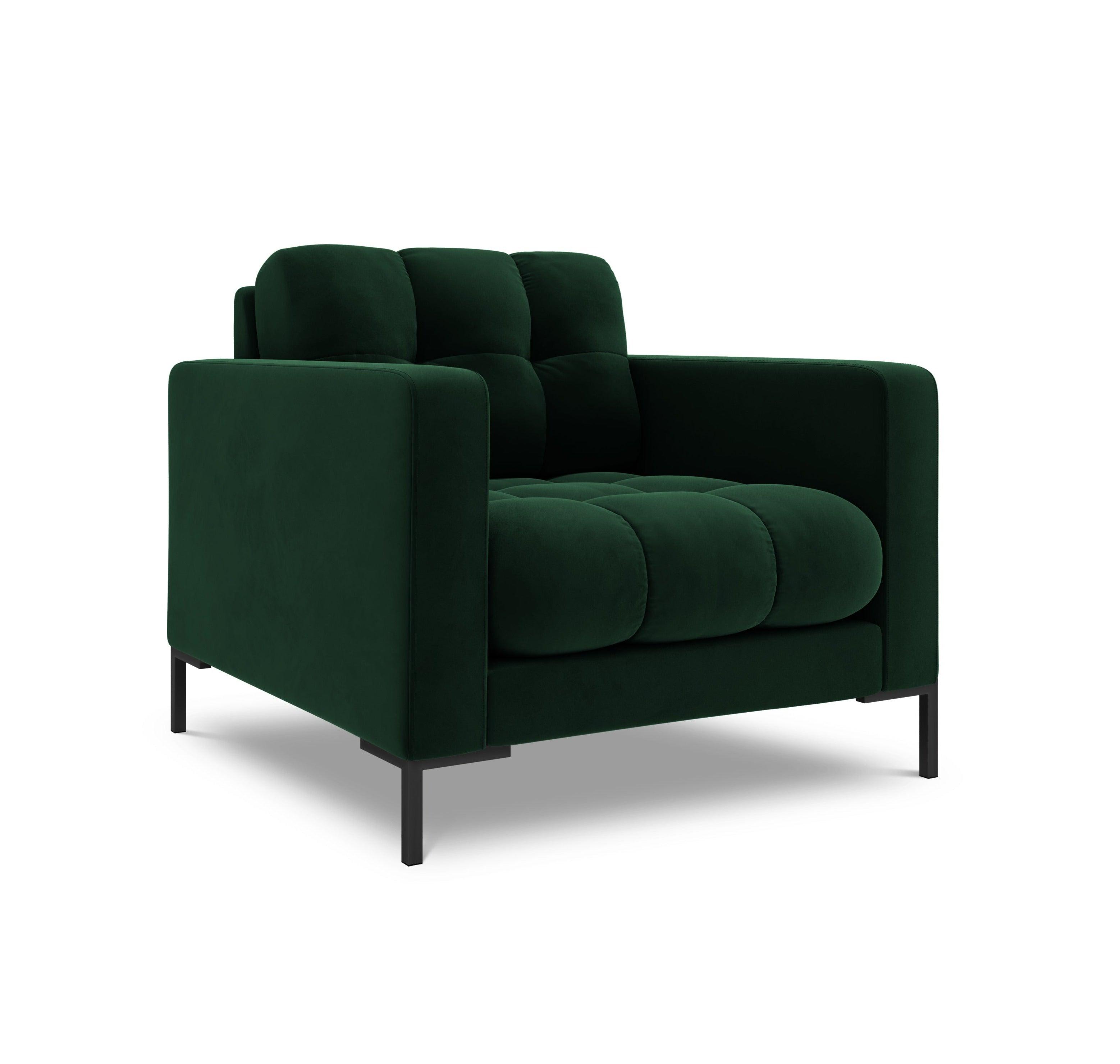 Armchair velvet BALI bottle green with black base - Eye on Design