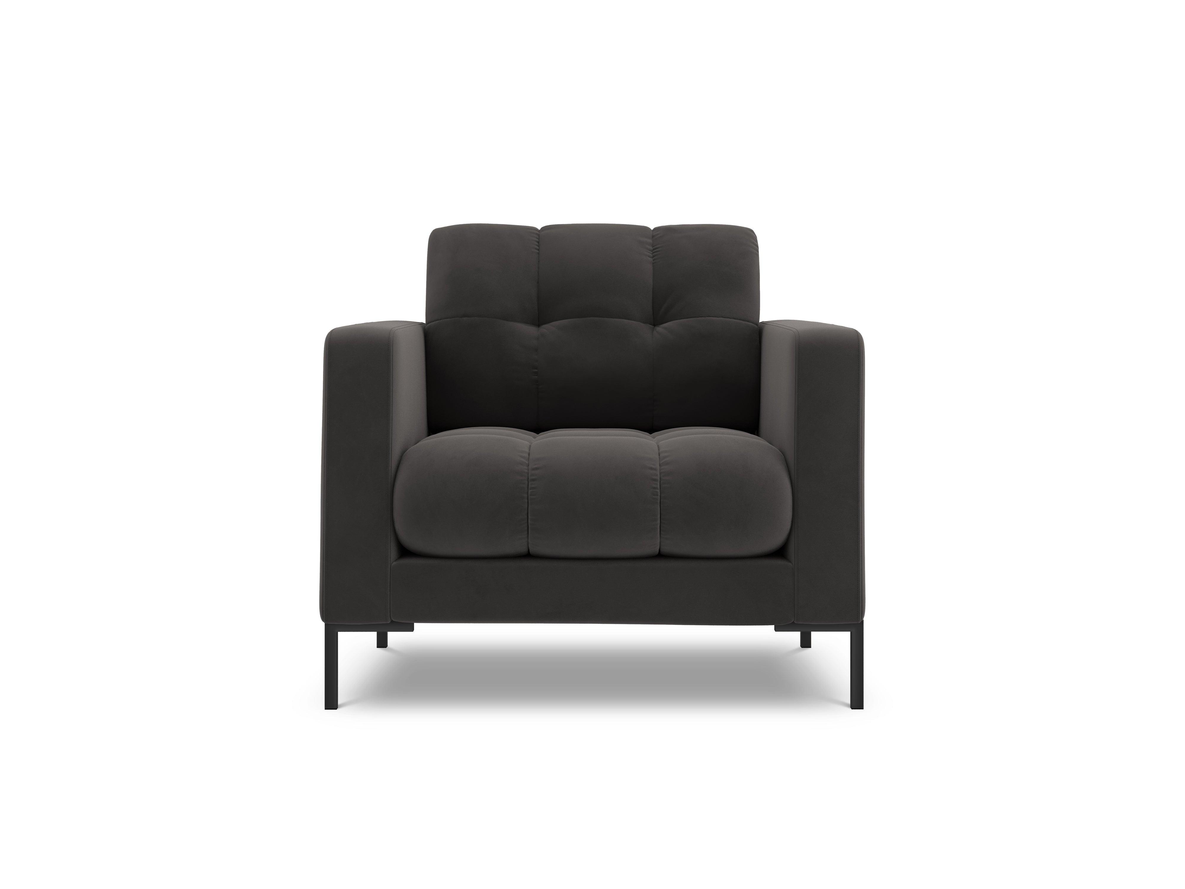 Armchair velvet BALI dark grey with black base - Eye on Design