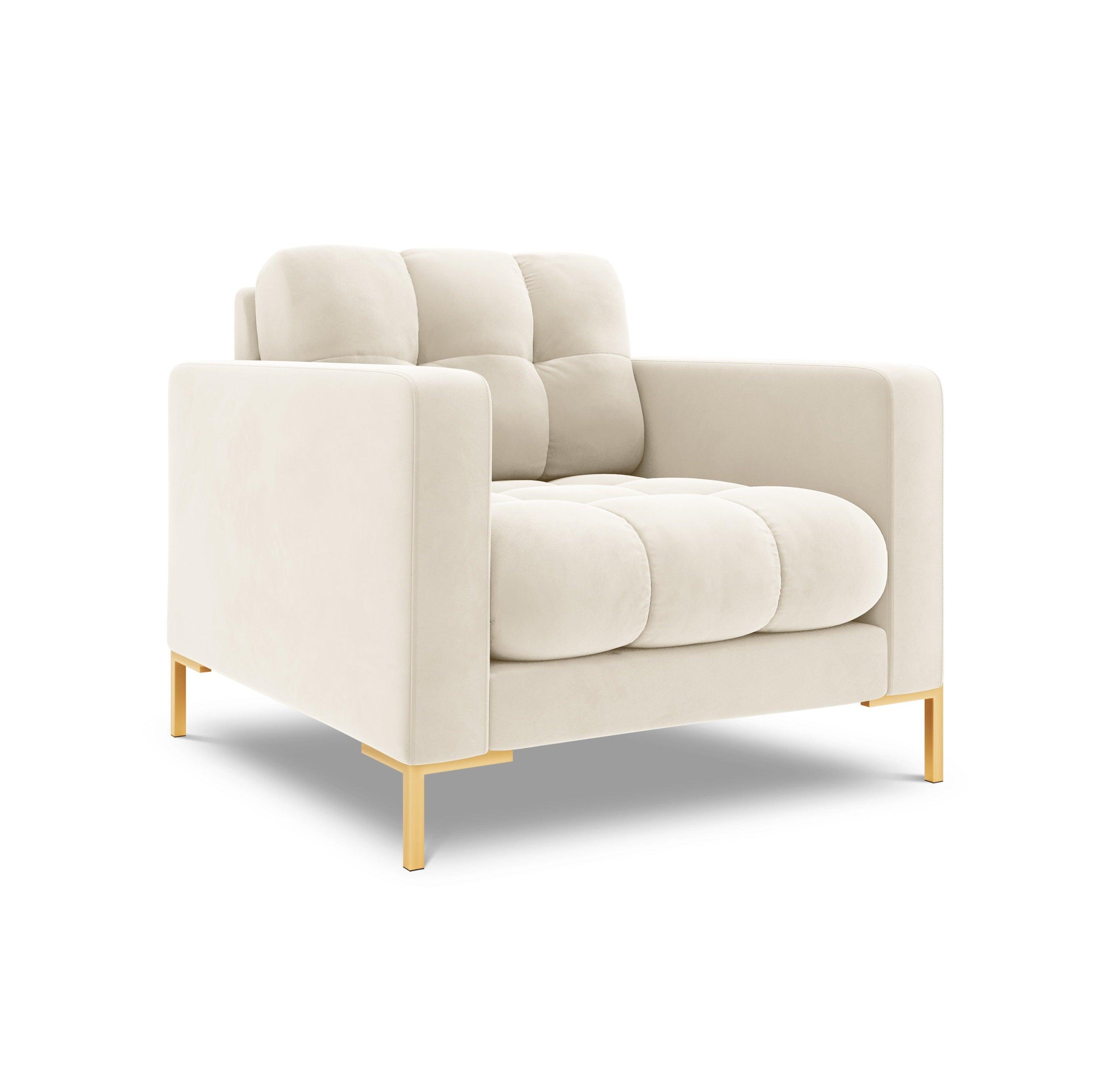 Armchair velvet BALI light beige with gold base - Eye on Design