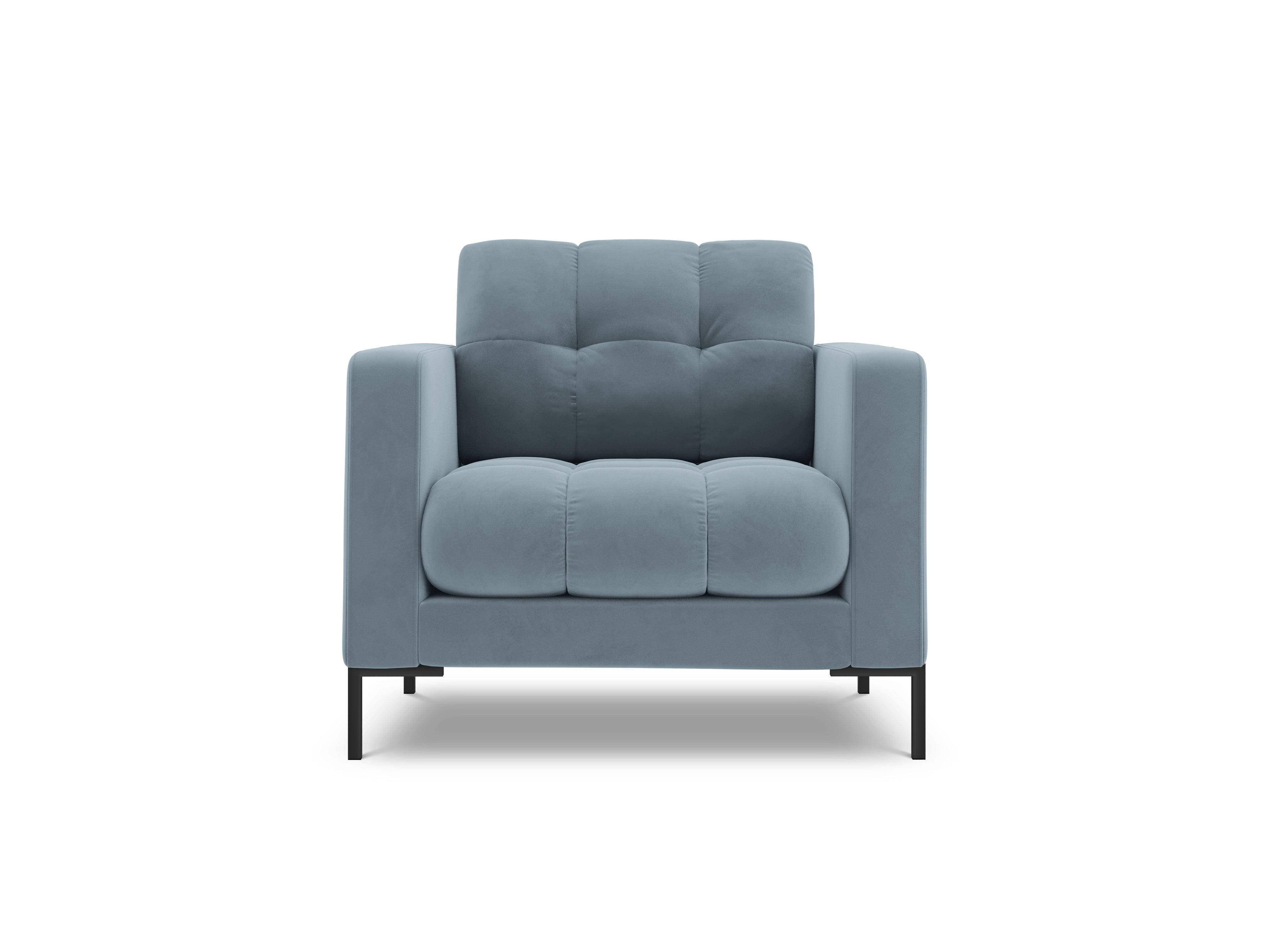 Armchair velvet BALI light blue with black base - Eye on Design