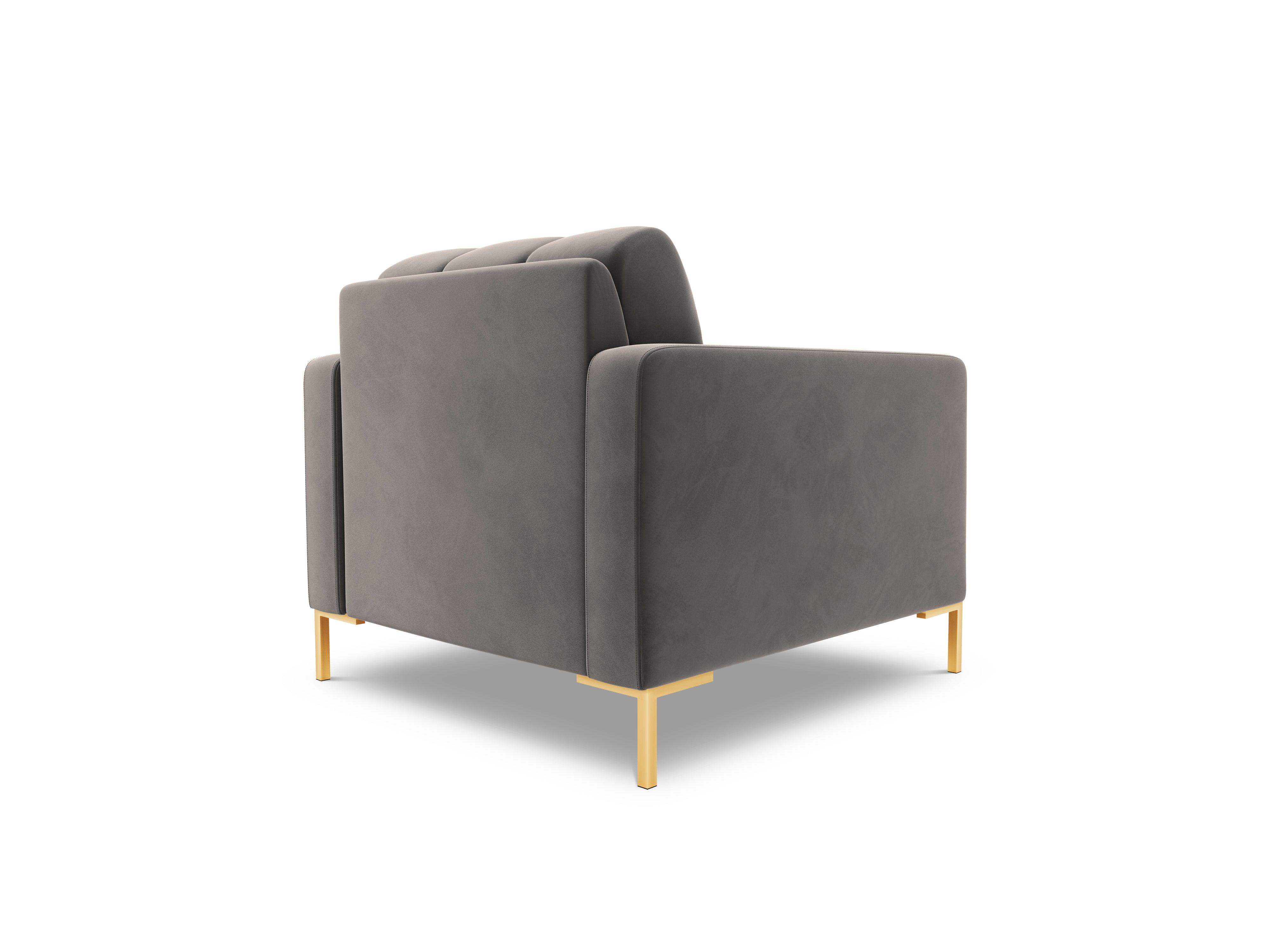 Armchair velvet BALI light grey with gold base - Eye on Design