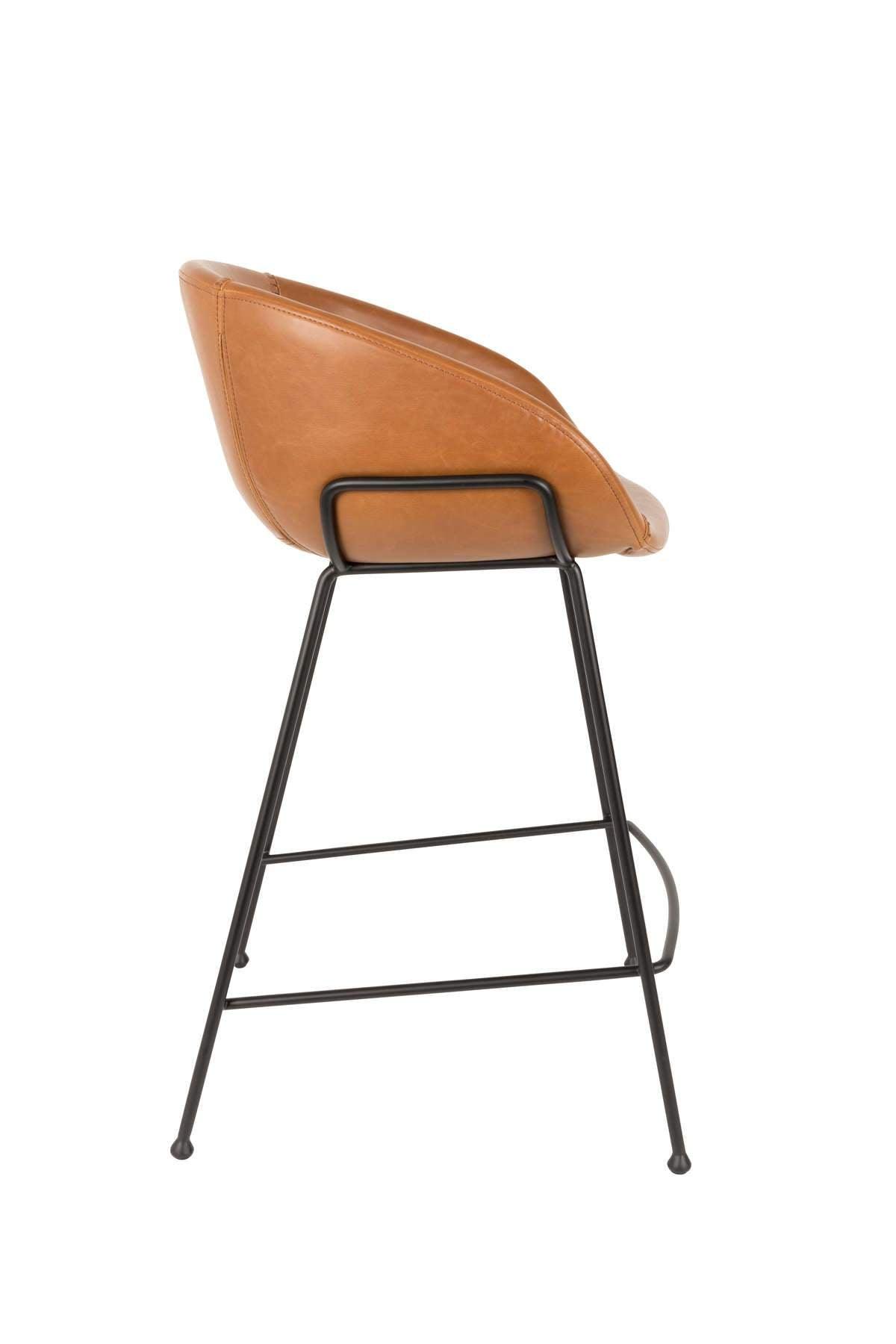 Bar stool low FESTON eco leather brown, Zuiver, Eye on Design