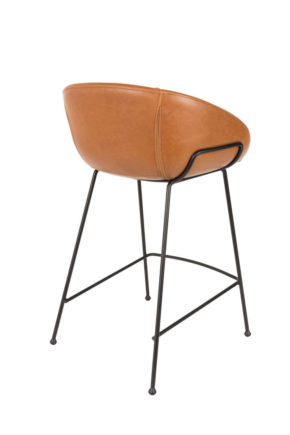 Bar stool low FESTON eco leather brown, Zuiver, Eye on Design