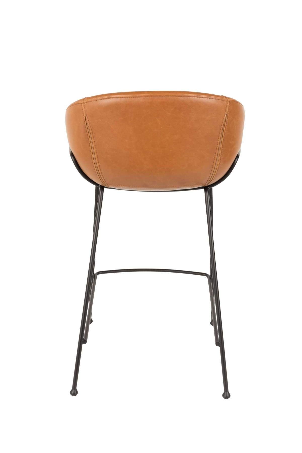 Bar stool low FESTON eco leather brown, Zuiver, Eye on Design