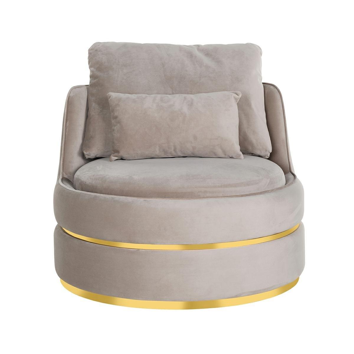 Kylie is a unique combination of convenience with an exclusive look in the glamor style. Two velor pillows increase the comfort of the chair to the highest level. The base from brushed golden steel gives Kylie modern design, which will fit well into the latest trends.