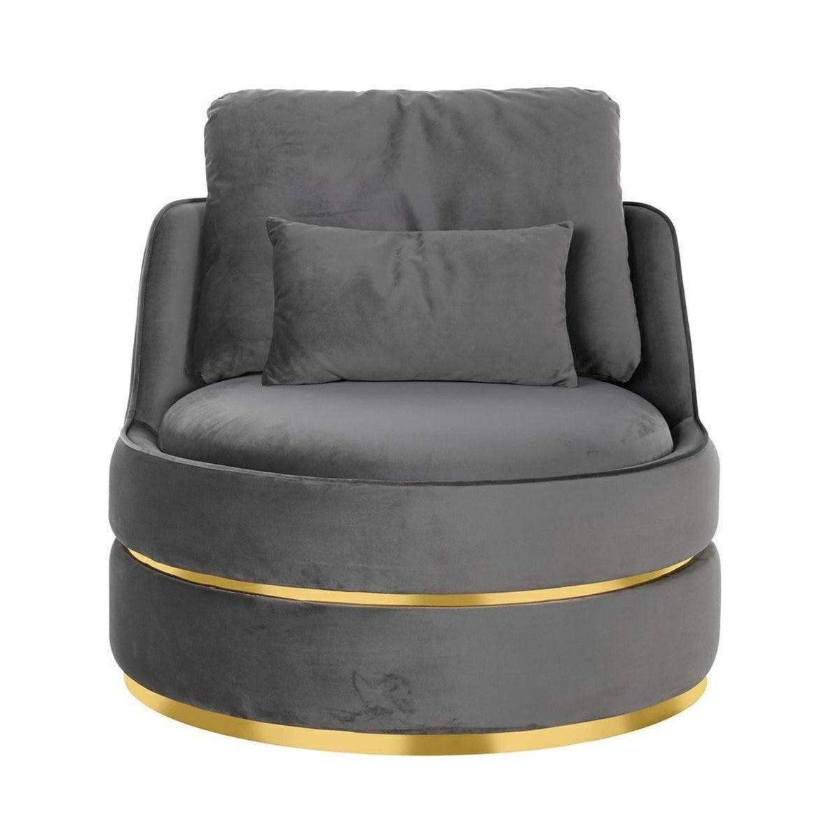 Kylie is a unique combination of convenience with an exclusive look in the glamor style. Two velor pillows increase the comfort of the chair to the highest level. The base from brushed golden steel gives Kylie modern design, which will fit well into the latest trends.