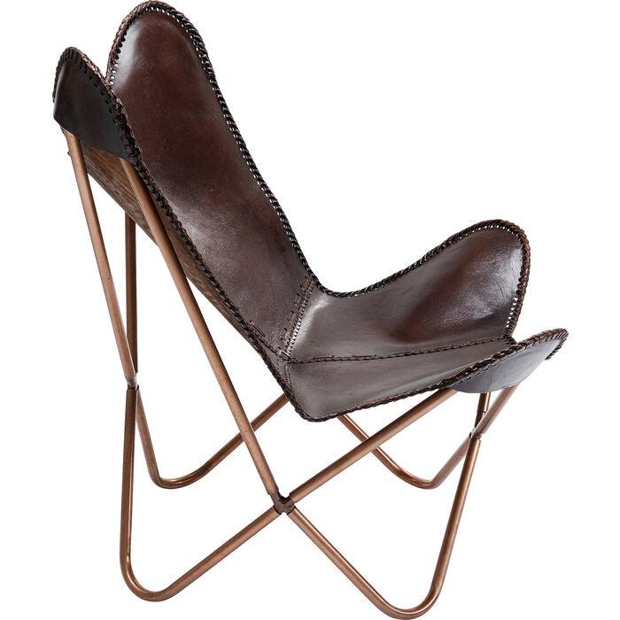 BUTTERFLY armchair brown leather - Eye on Design