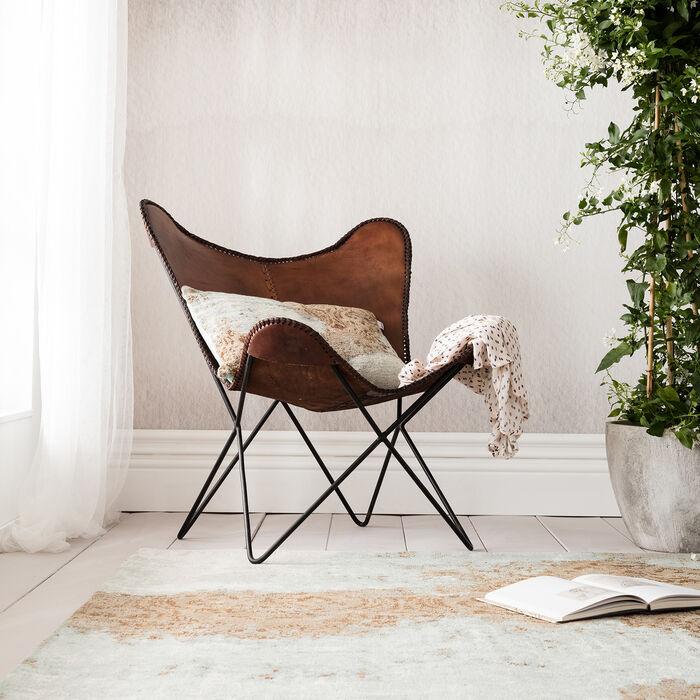 BUTTERFLY armchair brown leather - Eye on Design