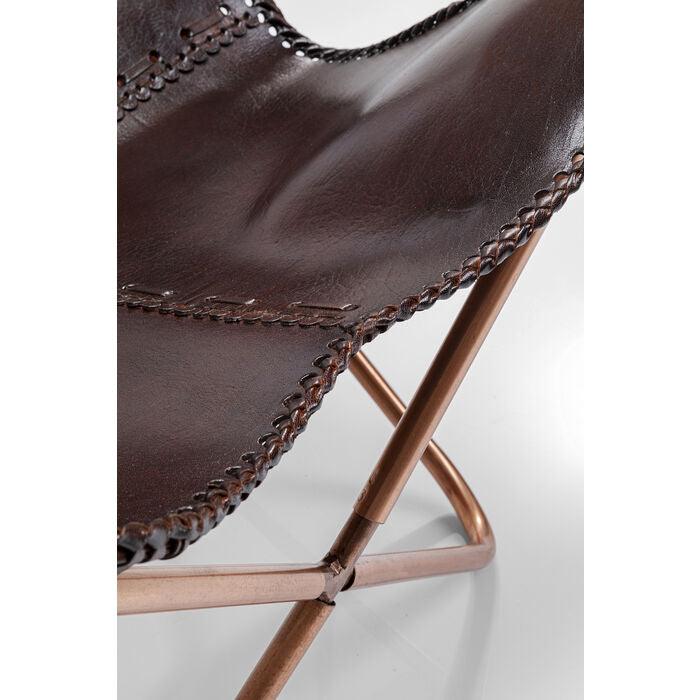 BUTTERFLY armchair brown leather - Eye on Design