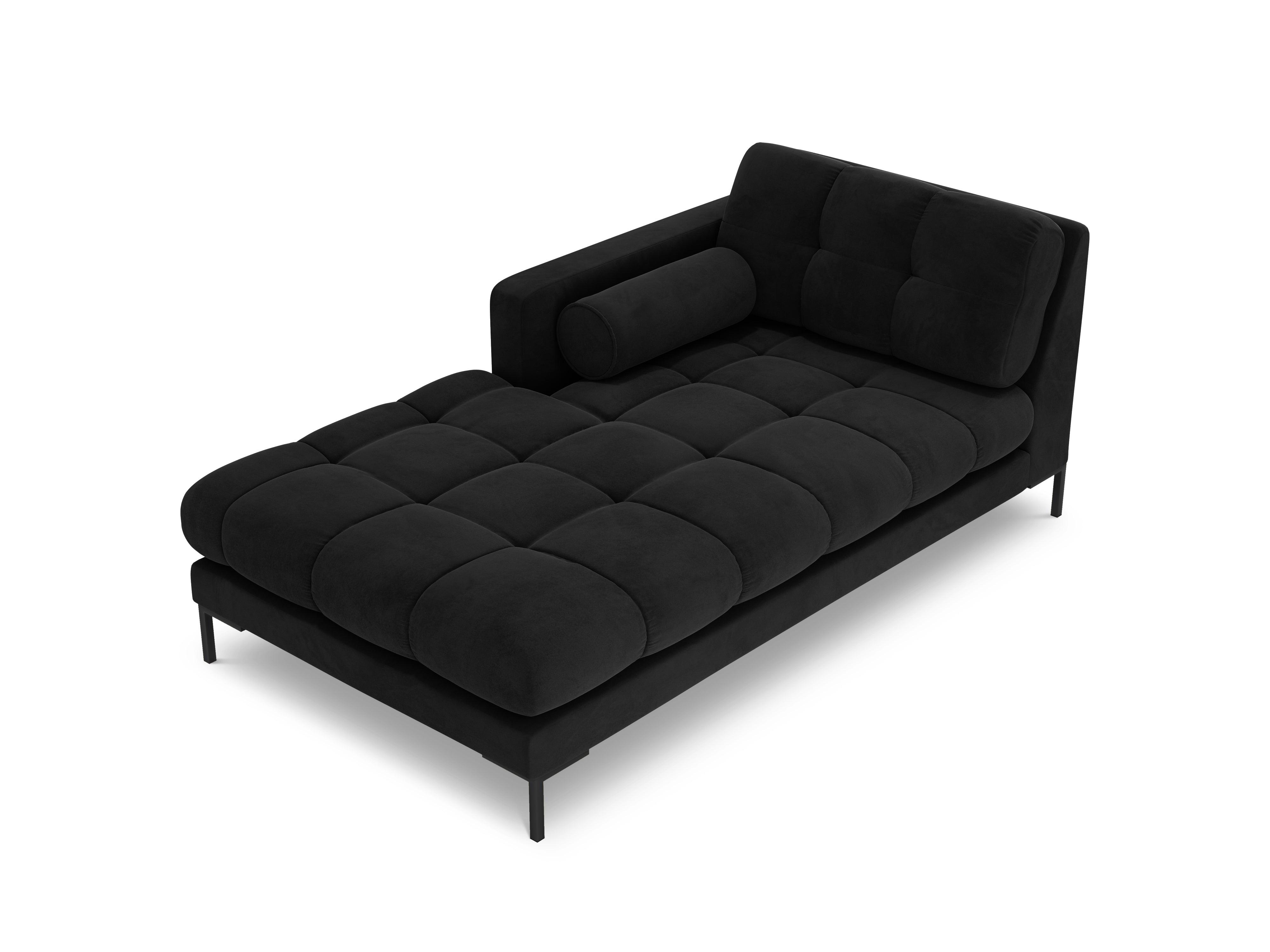 Chaise longue velvet left side BALI black with black base - Eye on Design