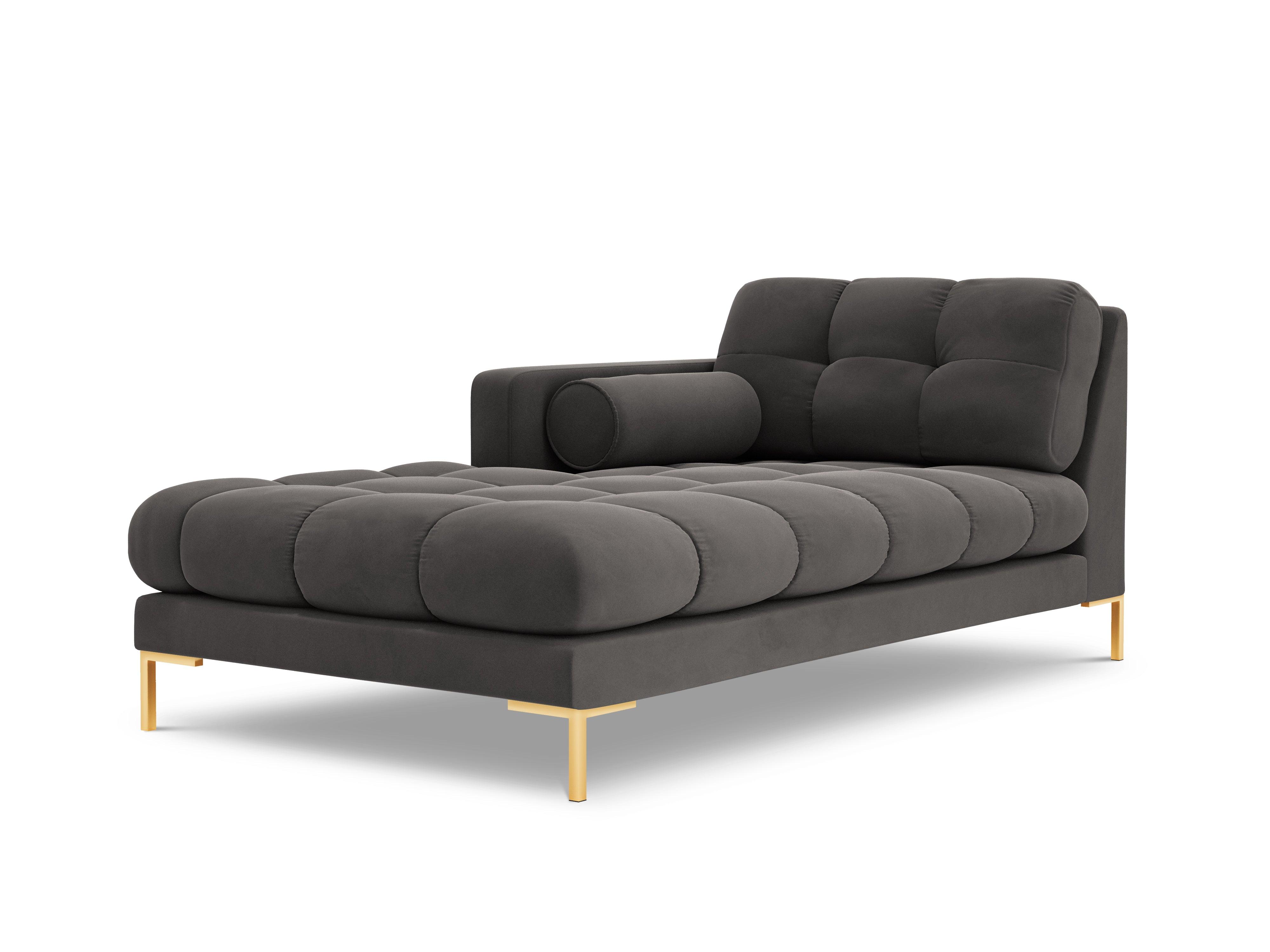 Chaise longue velvet left side BALI dark grey with gold base - Eye on Design