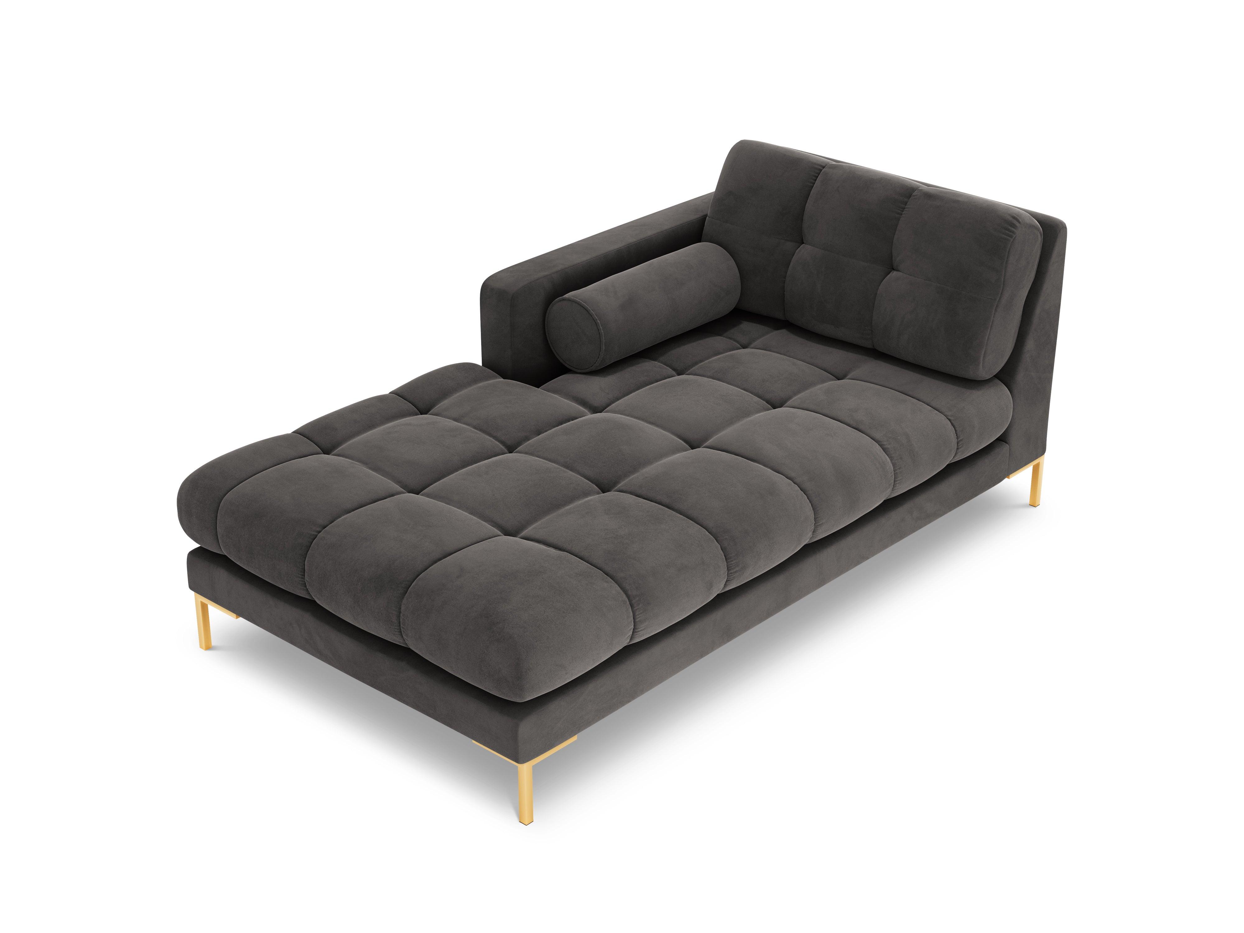 Chaise longue velvet left side BALI dark grey with gold base - Eye on Design