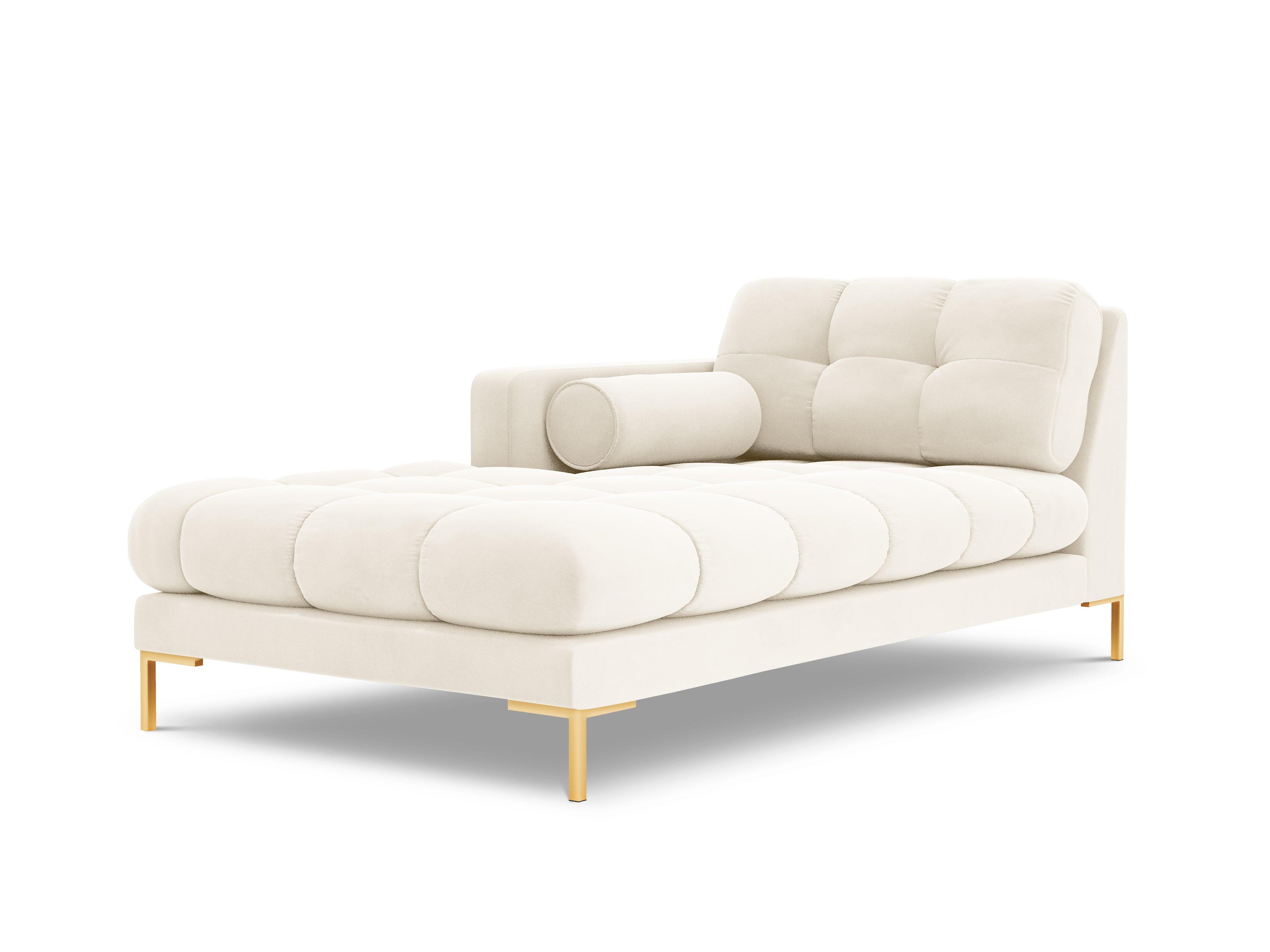 Chaise longue velvet left side BALI light beige with gold base - Eye on Design