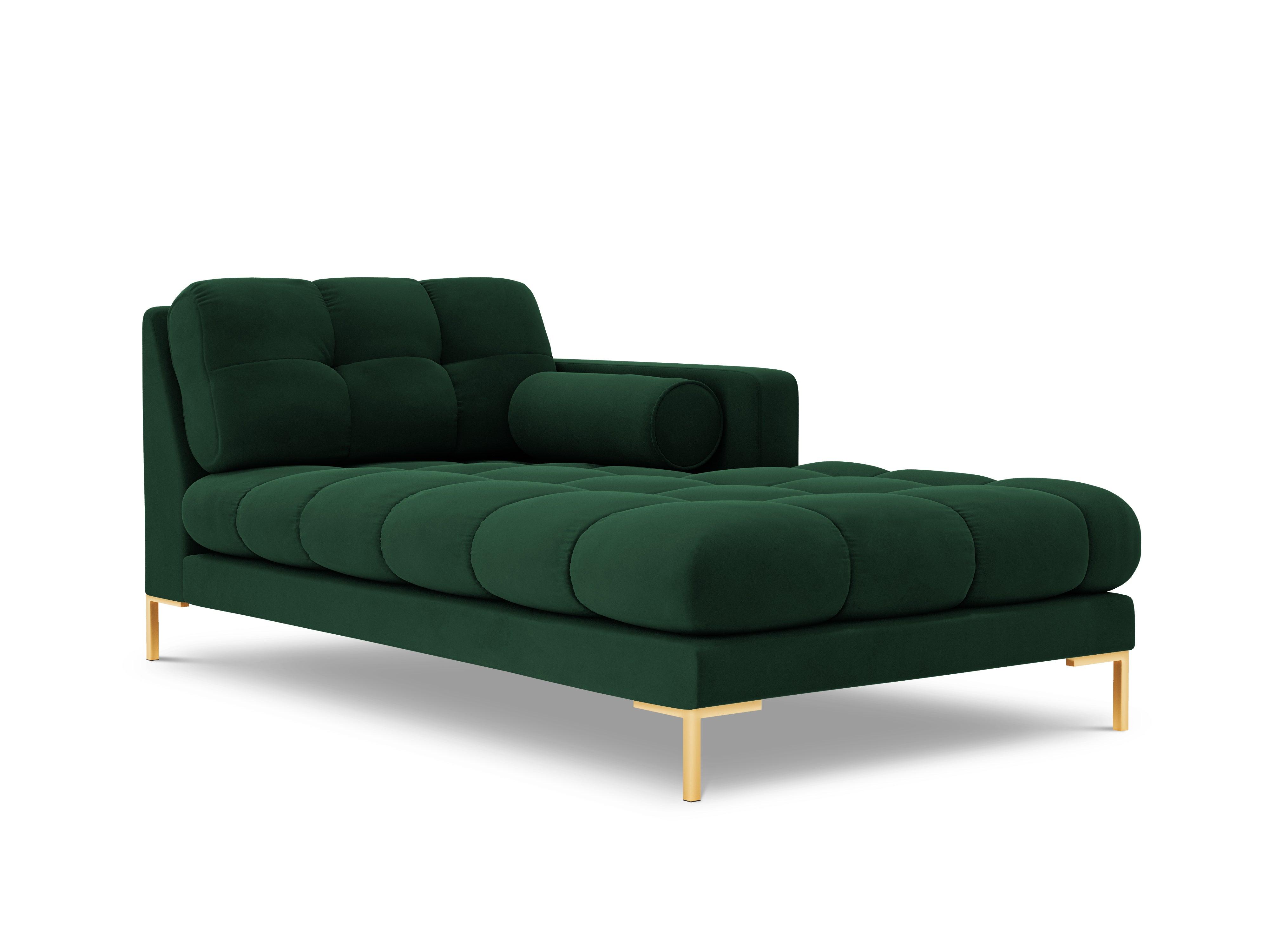 Chaise longue velvet right side BALI bottle green with gold base - Eye on Design