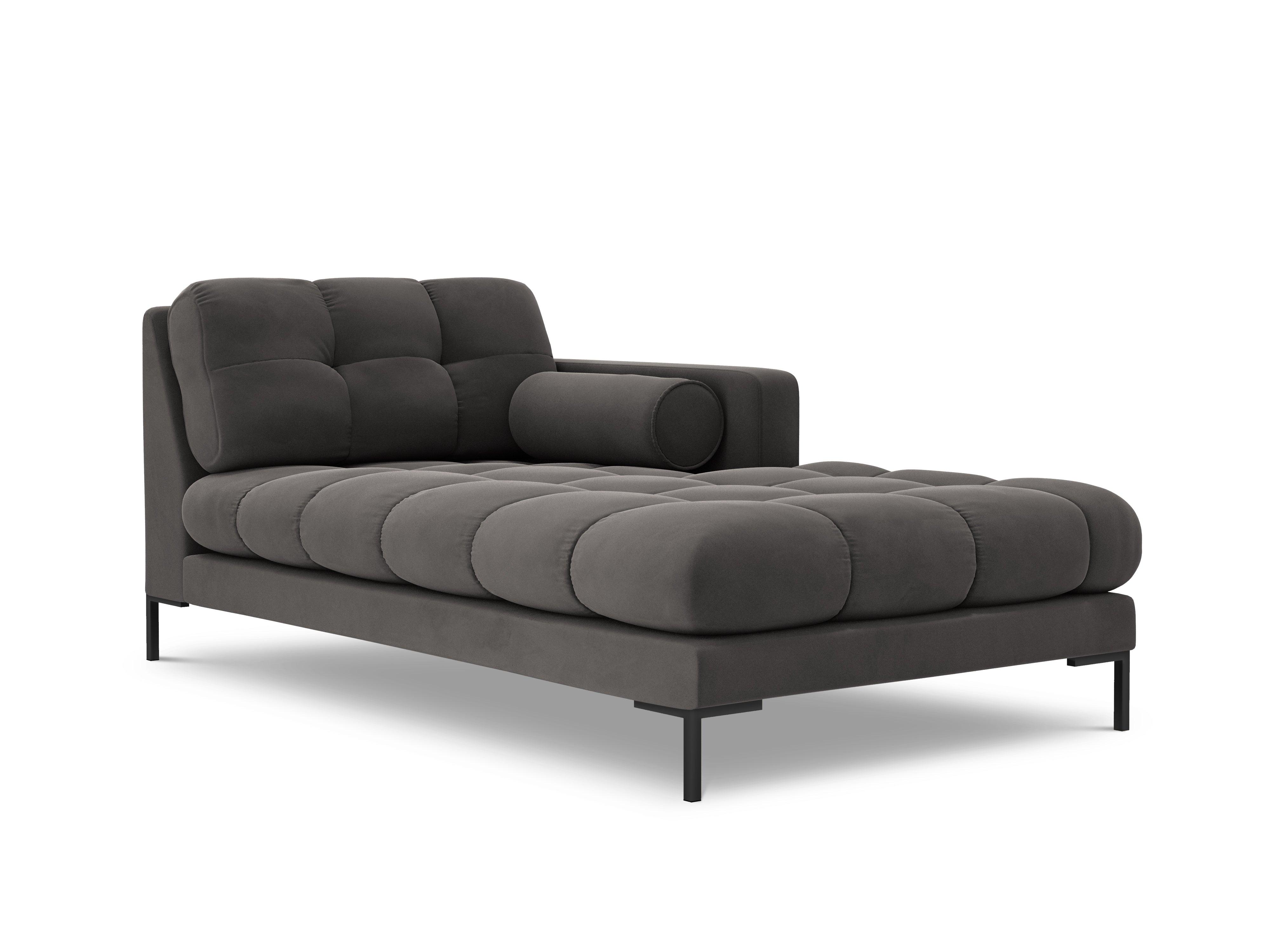 Chaise longue velvet right side BALI dark grey with black base - Eye on Design