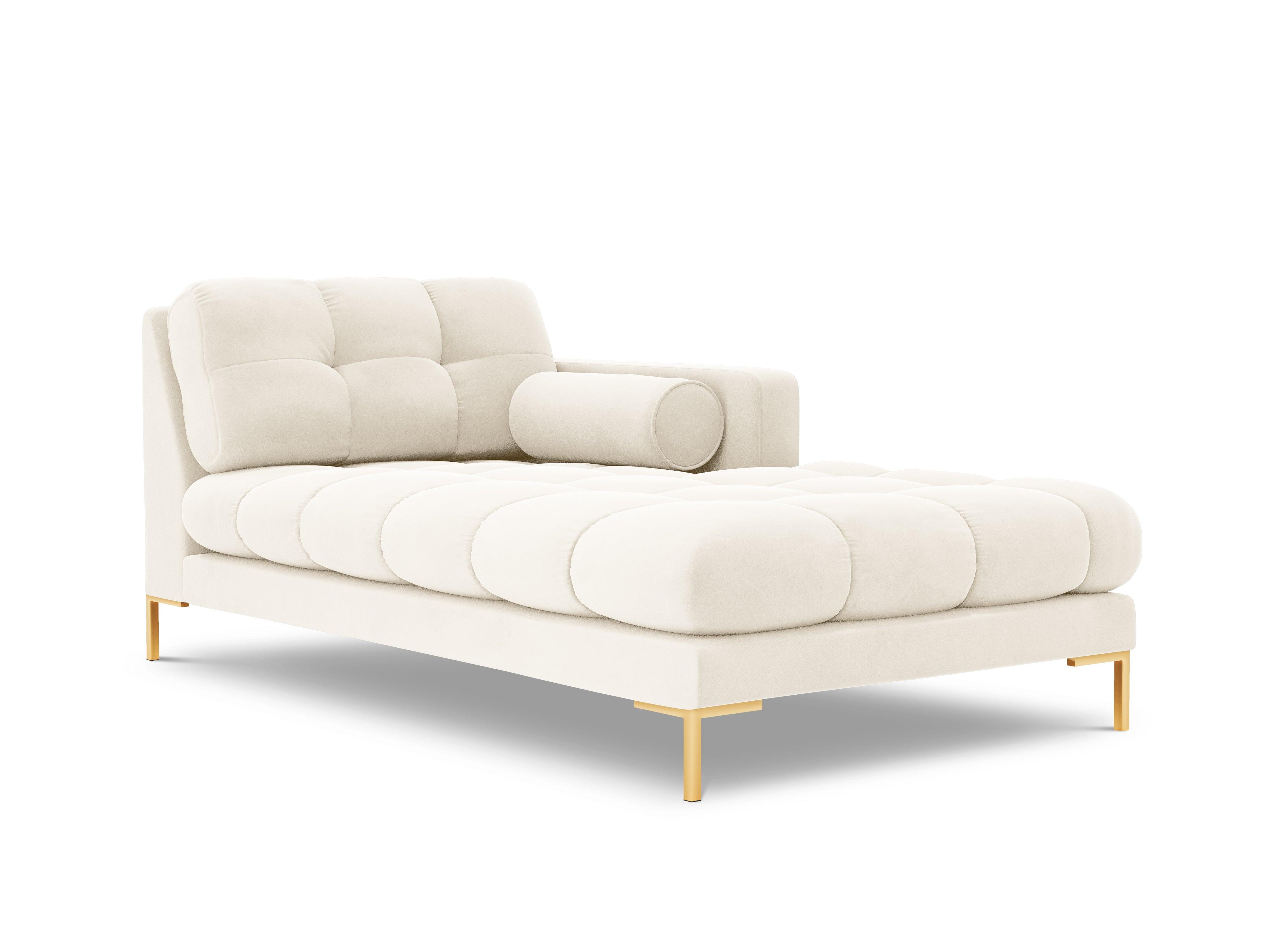 Chaise longue velvet right side BALI light beige with gold base - Eye on Design