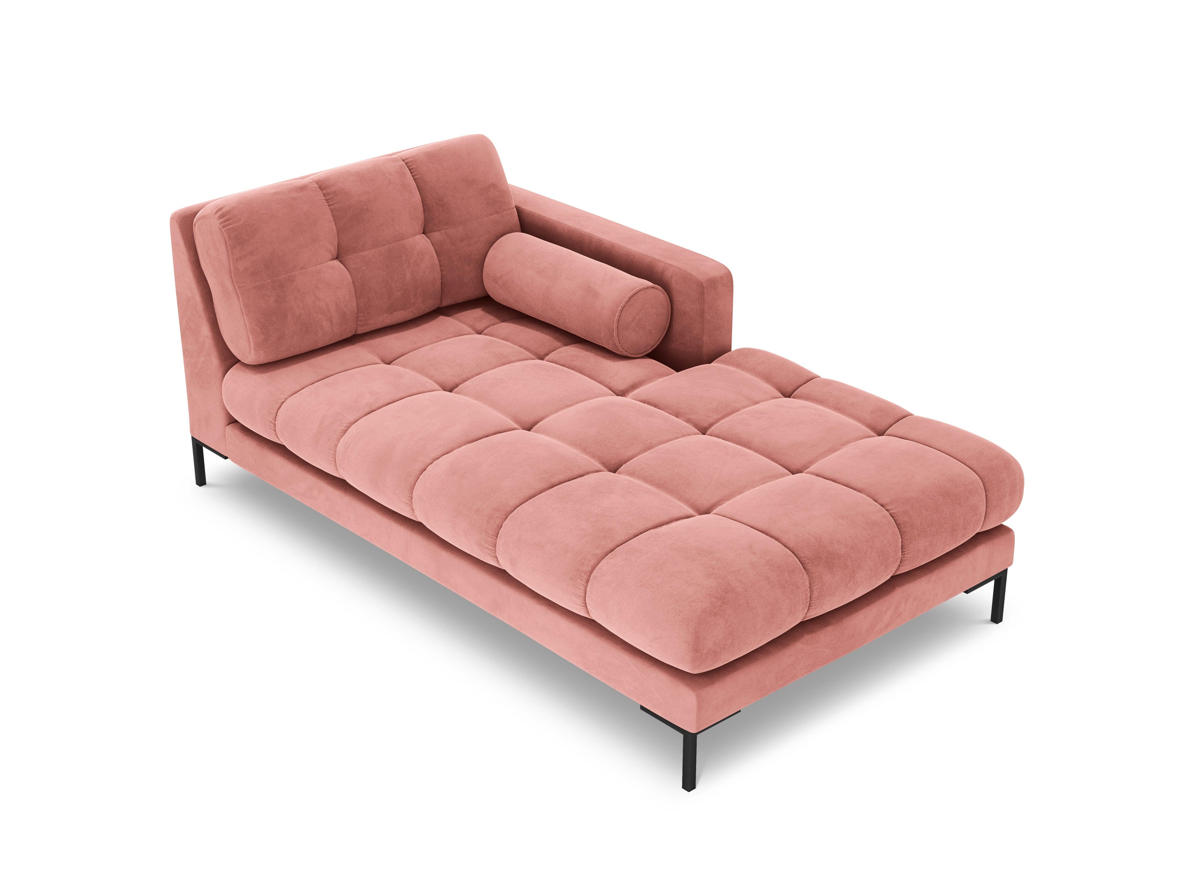 Chaise longue velvet right side BALI pink with black base - Eye on Design