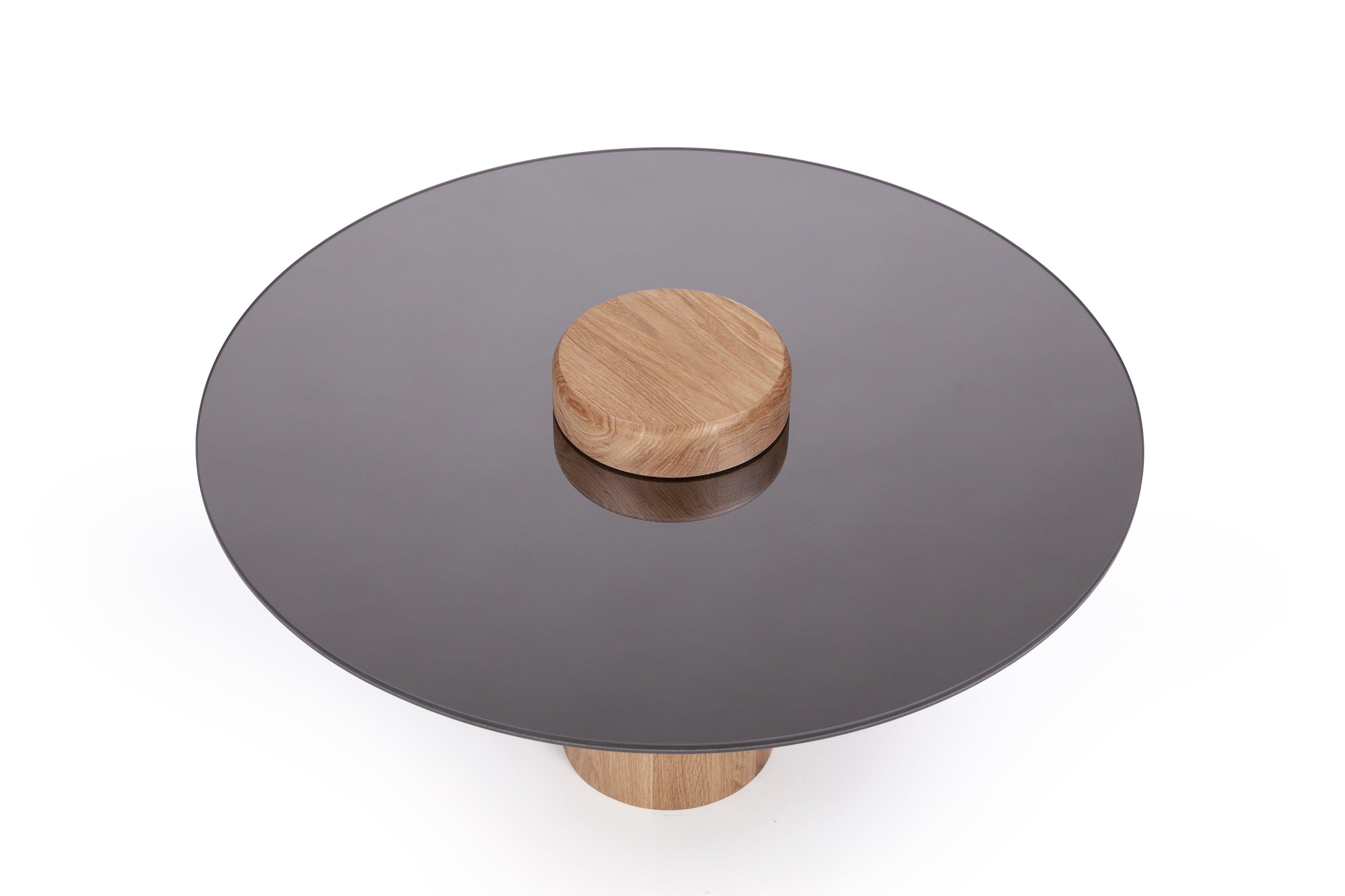 Coffee table SKIEN natural oak with mirrored top - Eye on Design