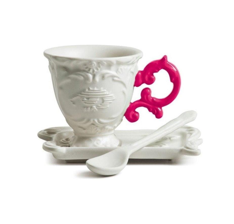 Cup with spoon and saucer I-WARES I-COFFEE fuchsia - Eye on Design