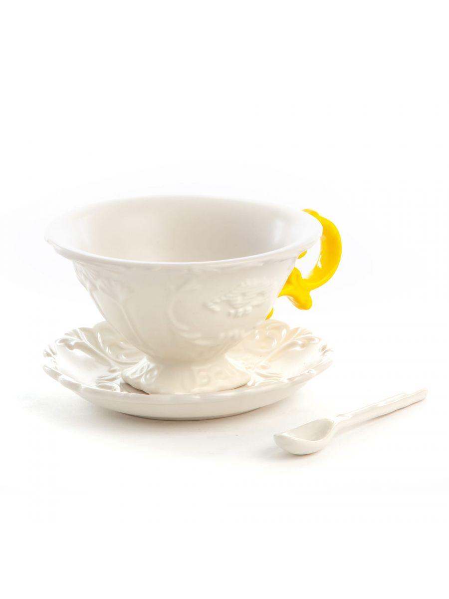 Cup with spoon and saucer I-WARES I-TEA yellow - Eye on Design