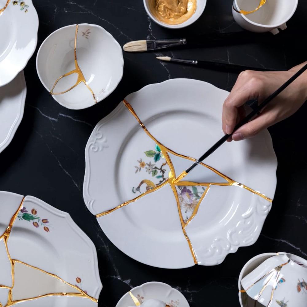 Dessert plate KINTSUGI #2 porcelain - Eye on Design